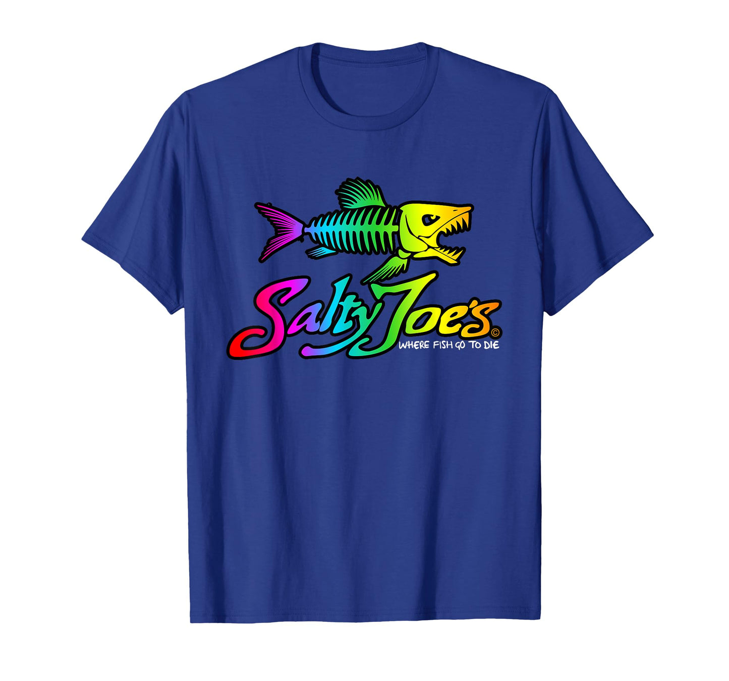 Salty Joe's Skeleton Fish Logo Surf Shop Graphic T-Shirt