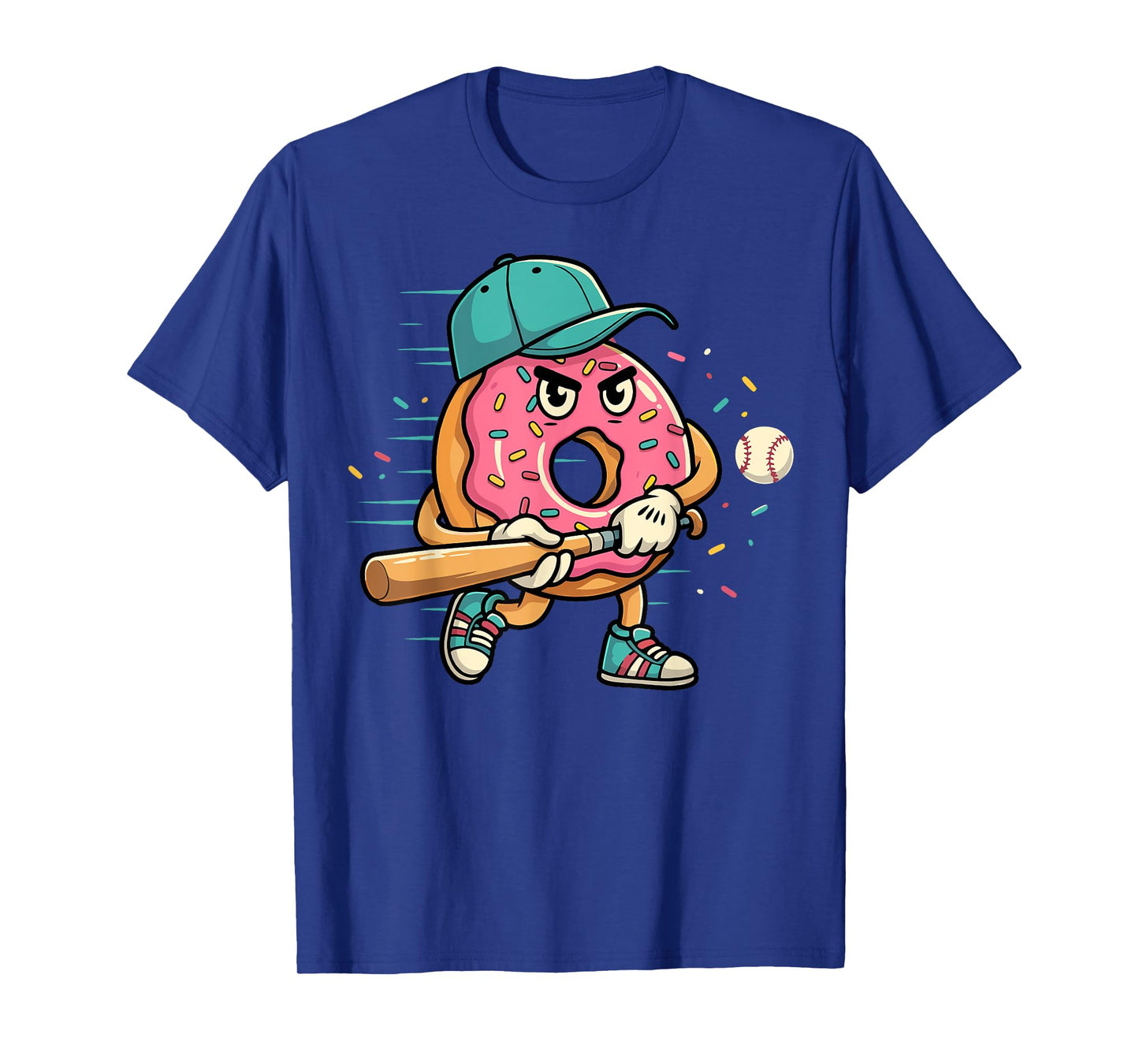 Donut Playing Baseball Dessert Food Lover Sports Fan Player T-Shirt