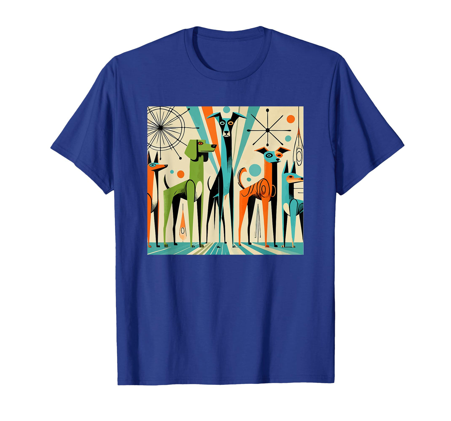 Mid Century Modern Dogs 50s 60s Retro Style Art T-Shirt