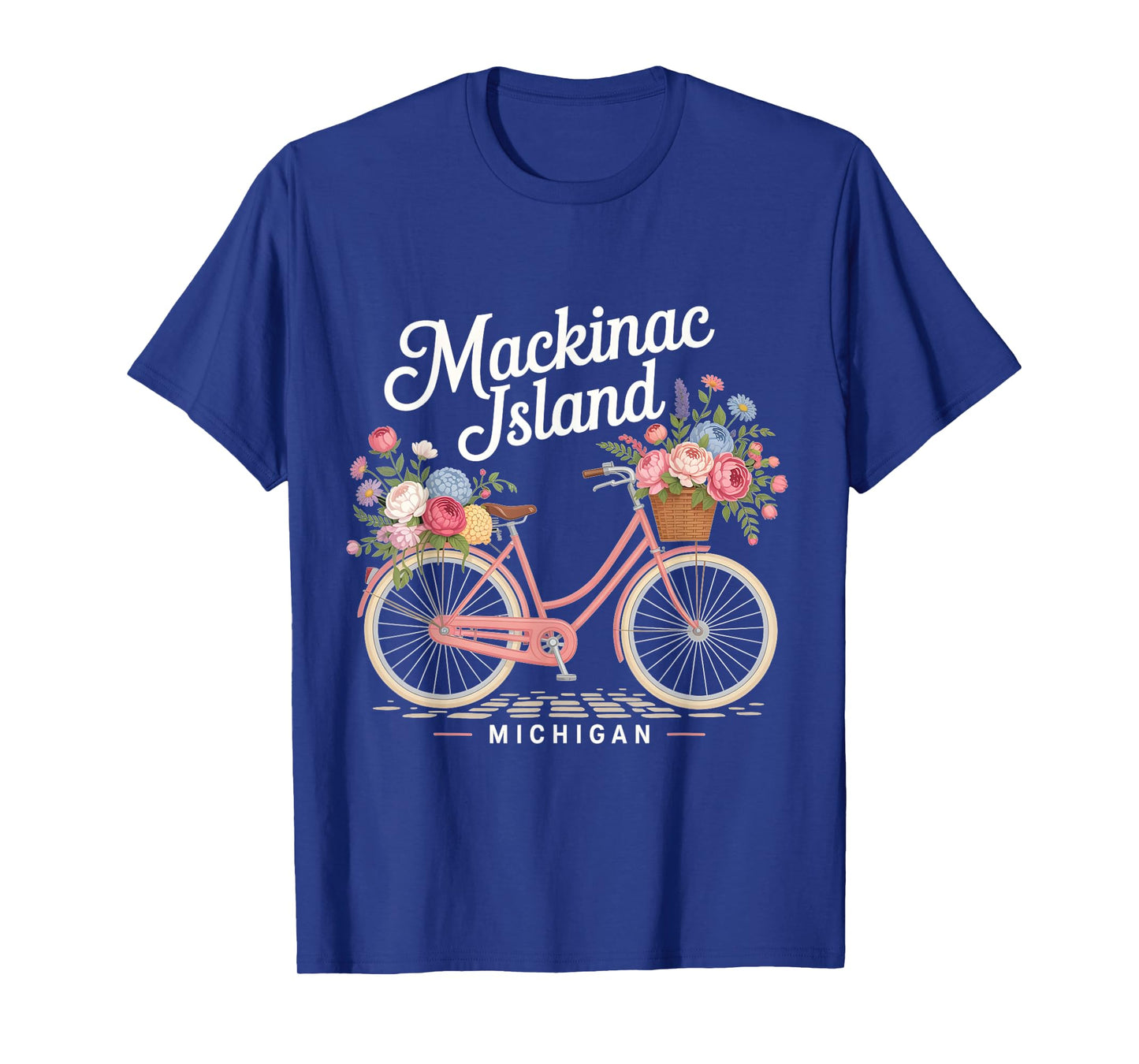 Vintage Mackinac Island Michigan with Flowers for Men Women T-Shirt