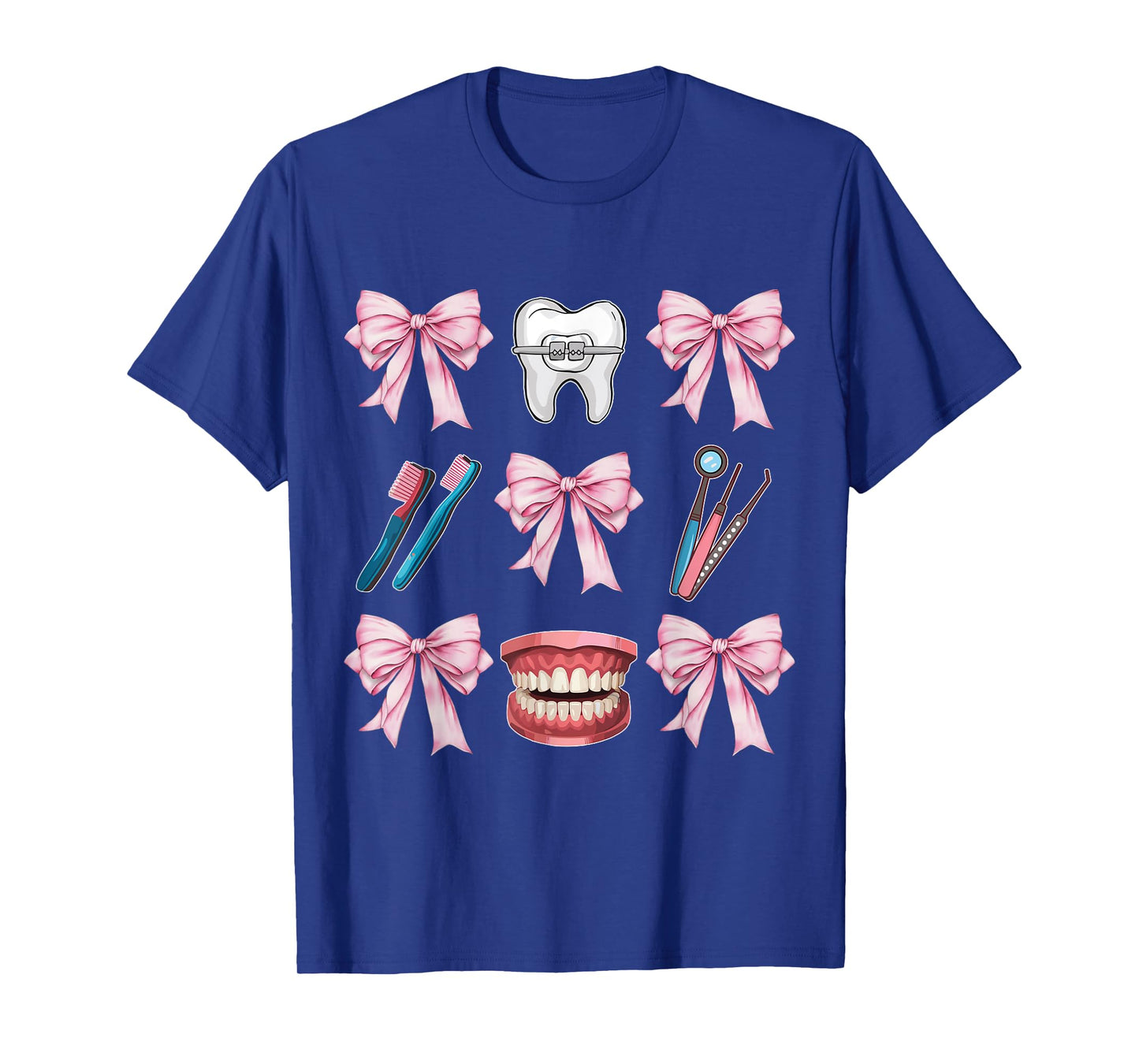 Cute Pink Coquette Bow Dentist Squad Teeth Dental Assistant T-Shirt