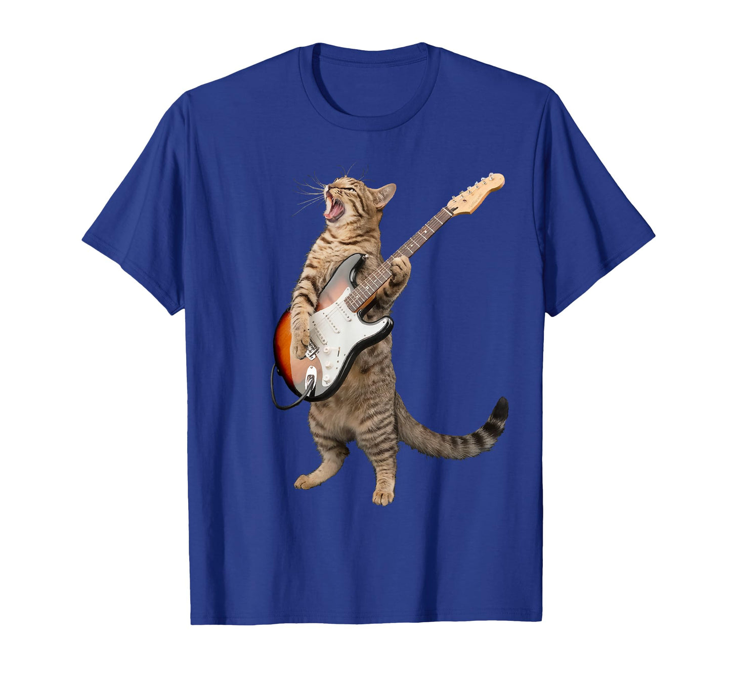 Cat Playing Guitar Shirt Kids Men Women Rock And Roll Band T-Shirt