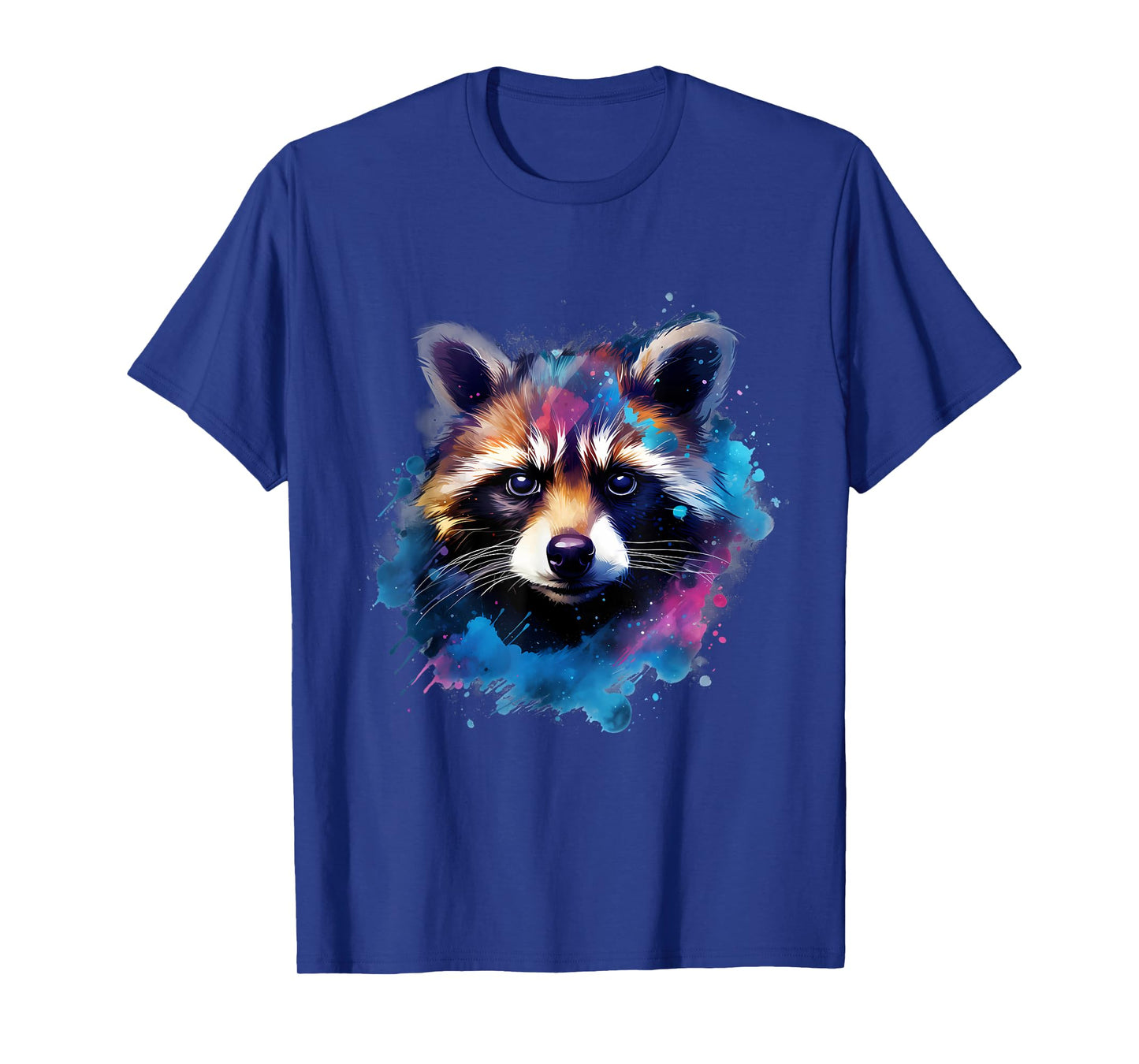 Raccoon Portrait Colourful Splash Animal Art Wildlife T-Shirt
