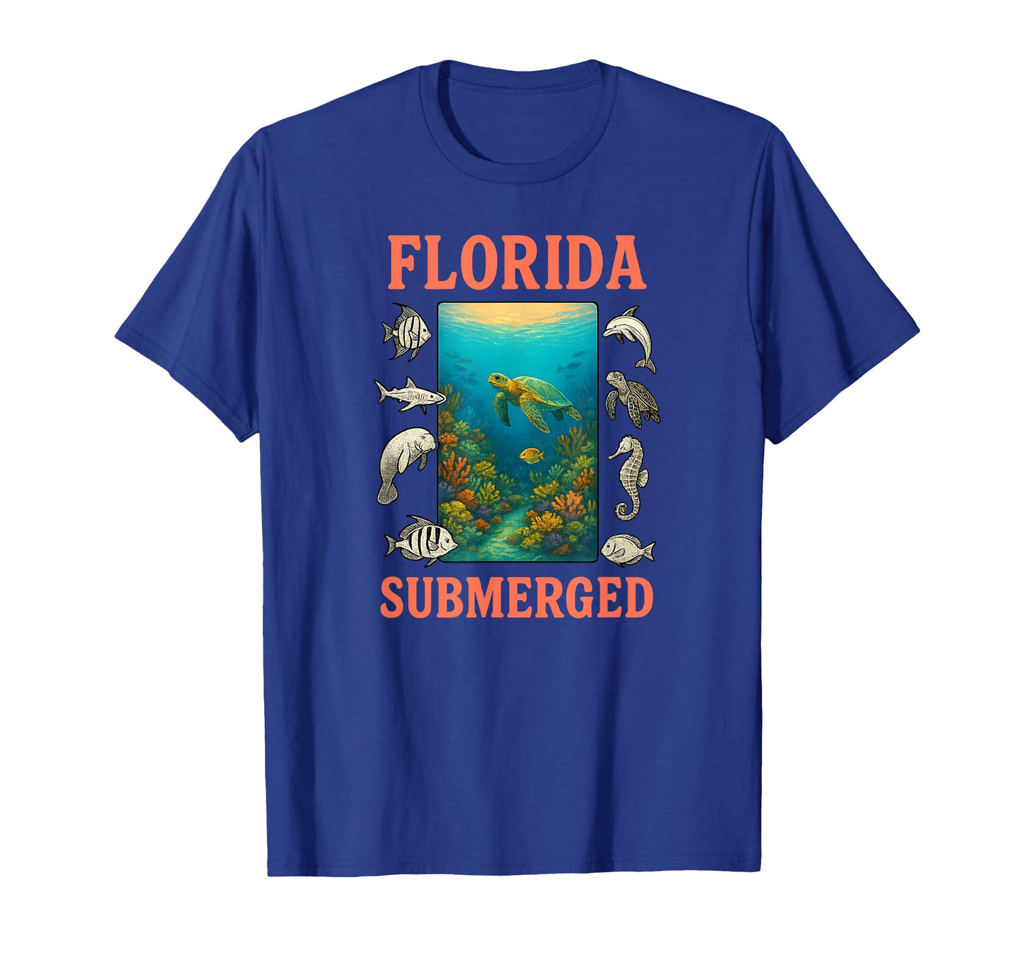 Florida Submerged Scuba Diving Design with Marine Life T-Shirt