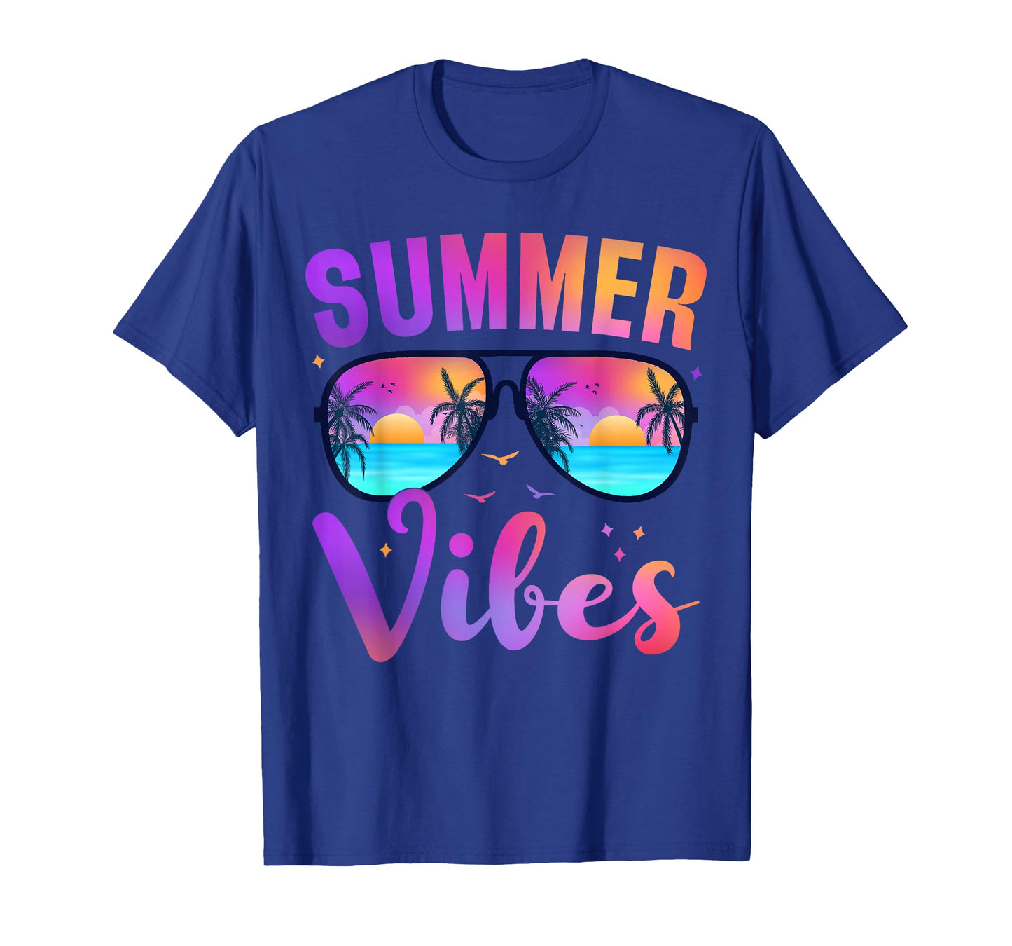 Summer Vibes Palm Sunglasses 70's Beach Life Retro Summer T-Shirt