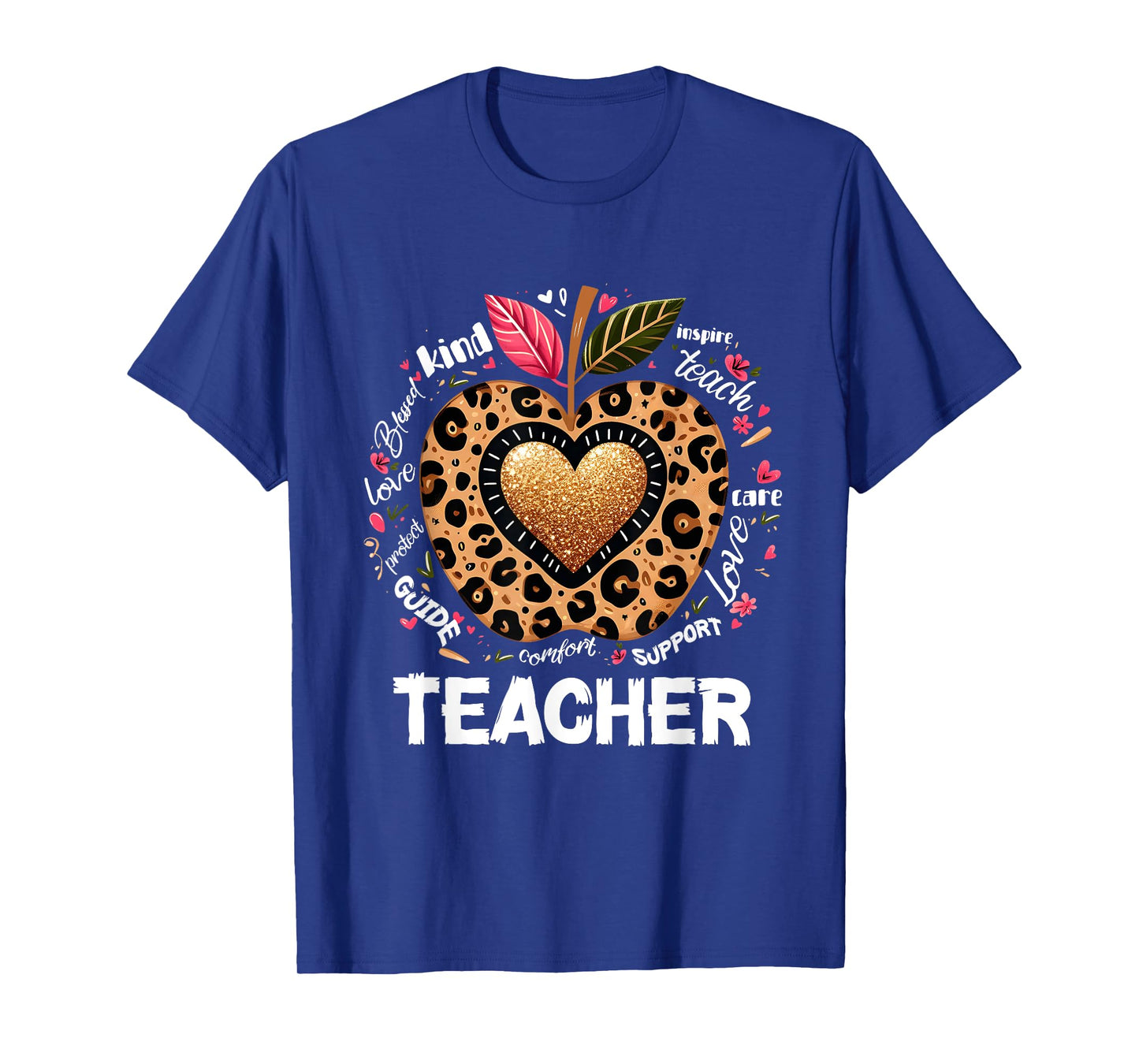 Teacher Life Leopard Apple Teacher's Day Back to School T-Shirt