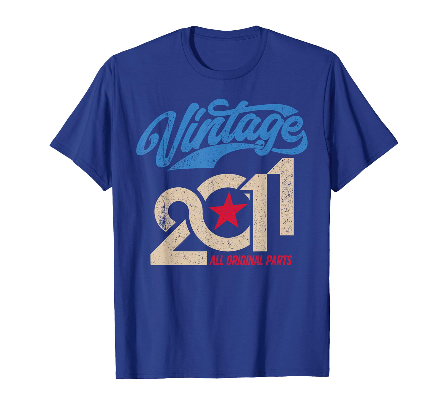 Vintage 2011 Retro 14th Birthday 14 Year Old USA Flag Style T-Shirt