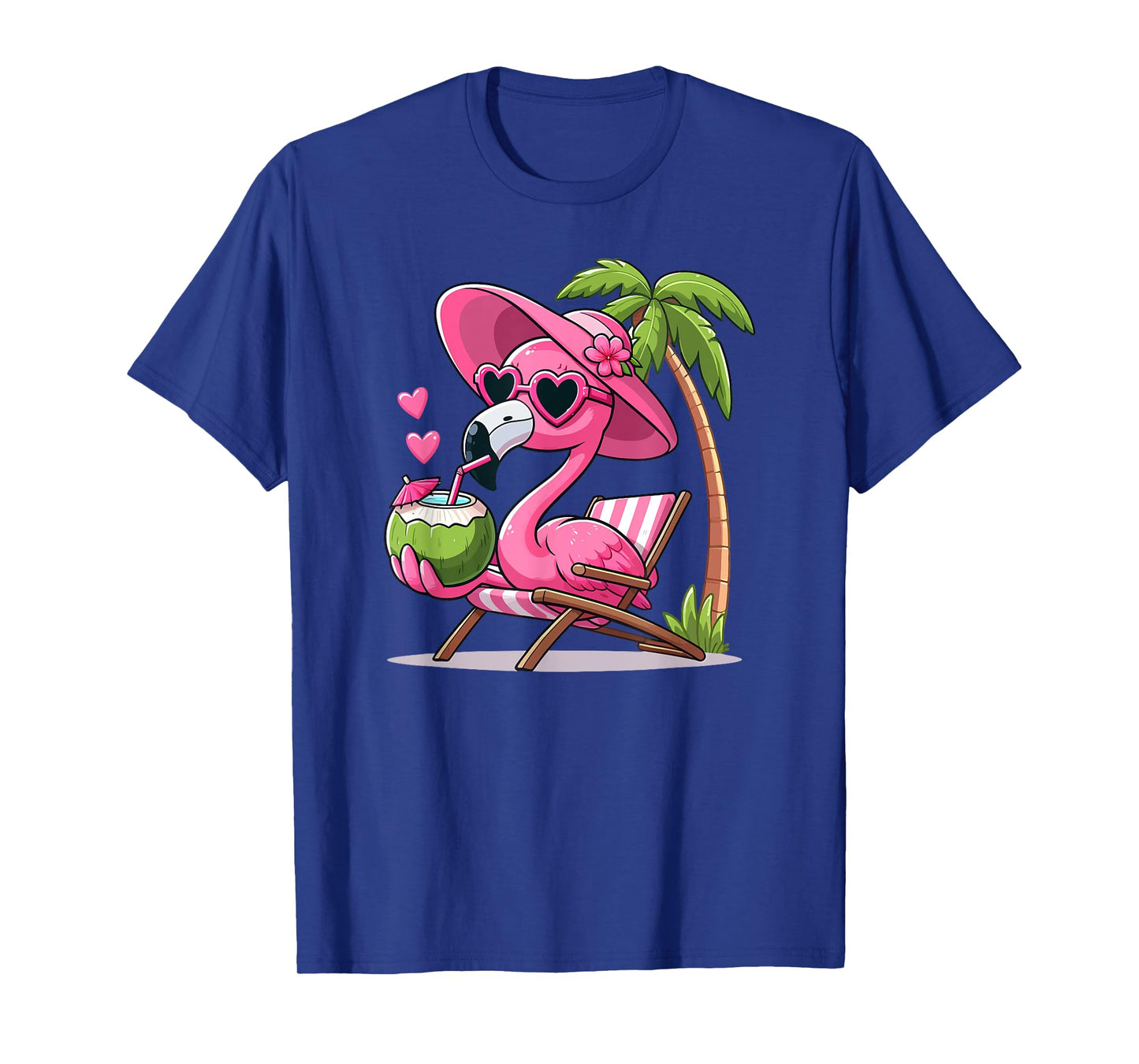 Pink Flamingo Summer Vibes Beach Palm Tree Summer Vacation T-Shirt