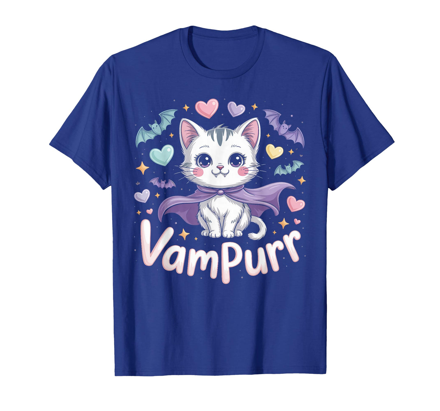 Vampurr Vampire Cat with Fangs Halloween T-Shirt