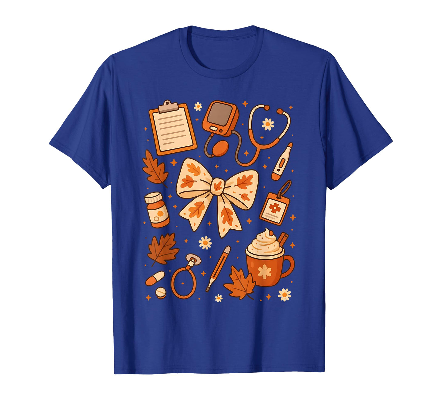 Thankful Nurse Fall Stethoscope Coquette Bow Thanksgiving T-Shirt