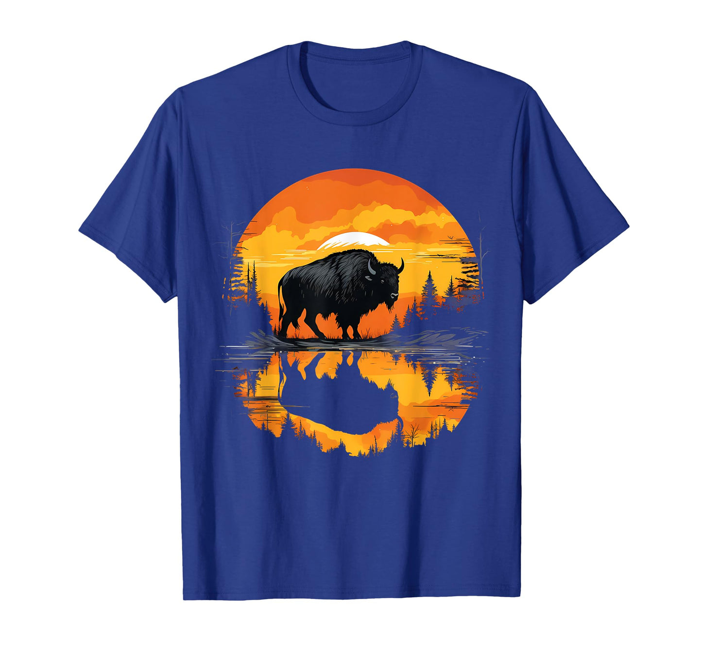Buffalo Sunset Wildlife Safari Nature Bison Motif Savanna T-Shirt