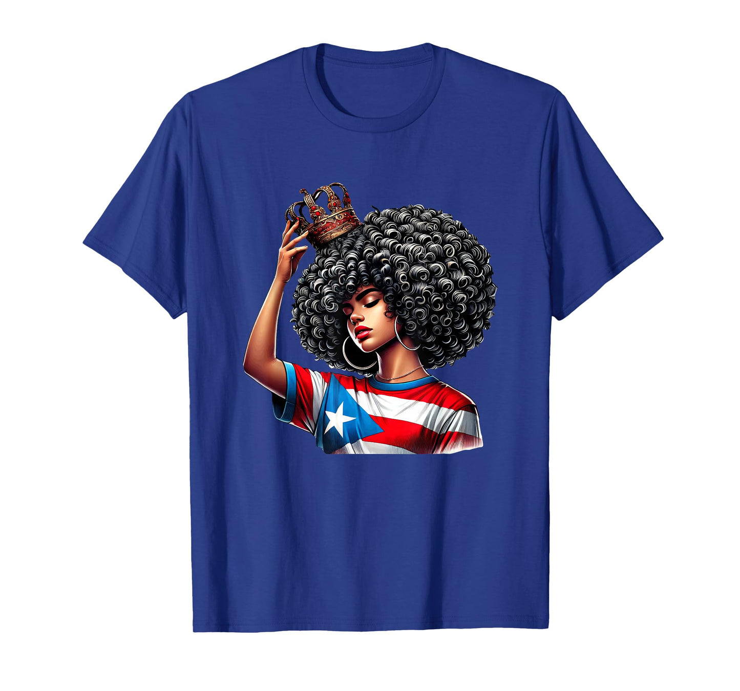 Afro Boricua Queen Puerto Rican Princess Flag Crown Latina T-Shirt