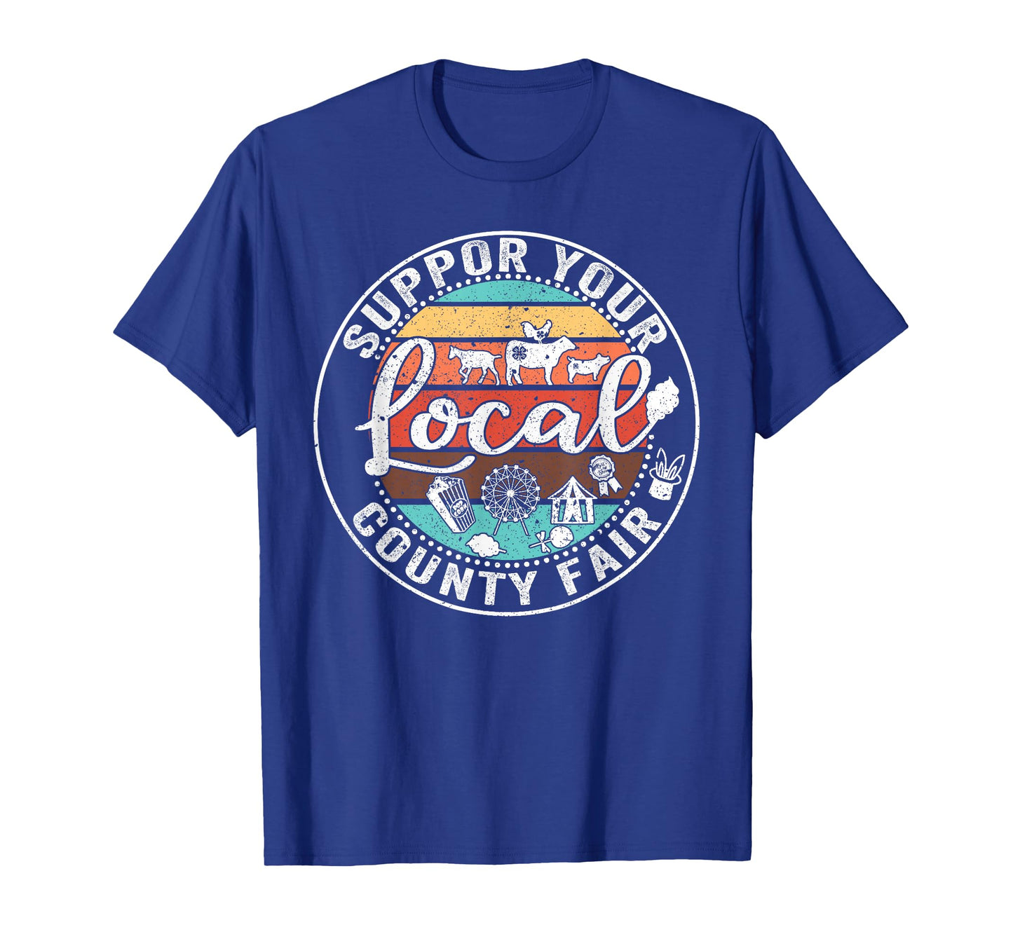 Support Your Local County Fair Farmer Country Farm Life T-Shirt, Small, Black