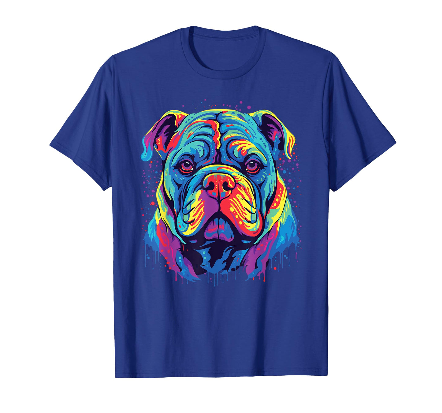 Watercolor Colorful Alapaha Blue Blood Bulldog Dog T-Shirt for Men Women Girls Kids