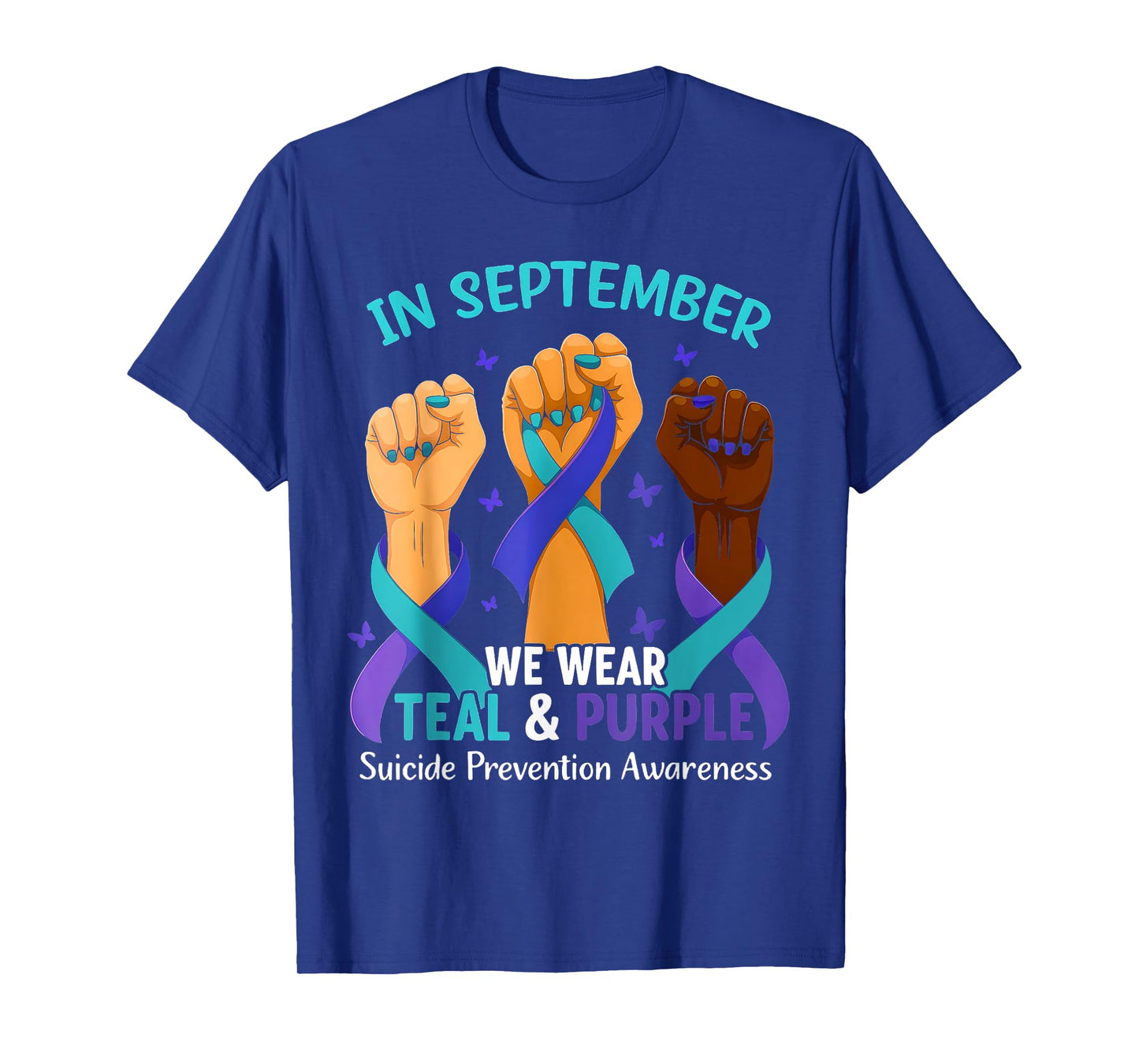 in September We Wear Teal Purple Ribbon Suicide Prevention T-Shirt
