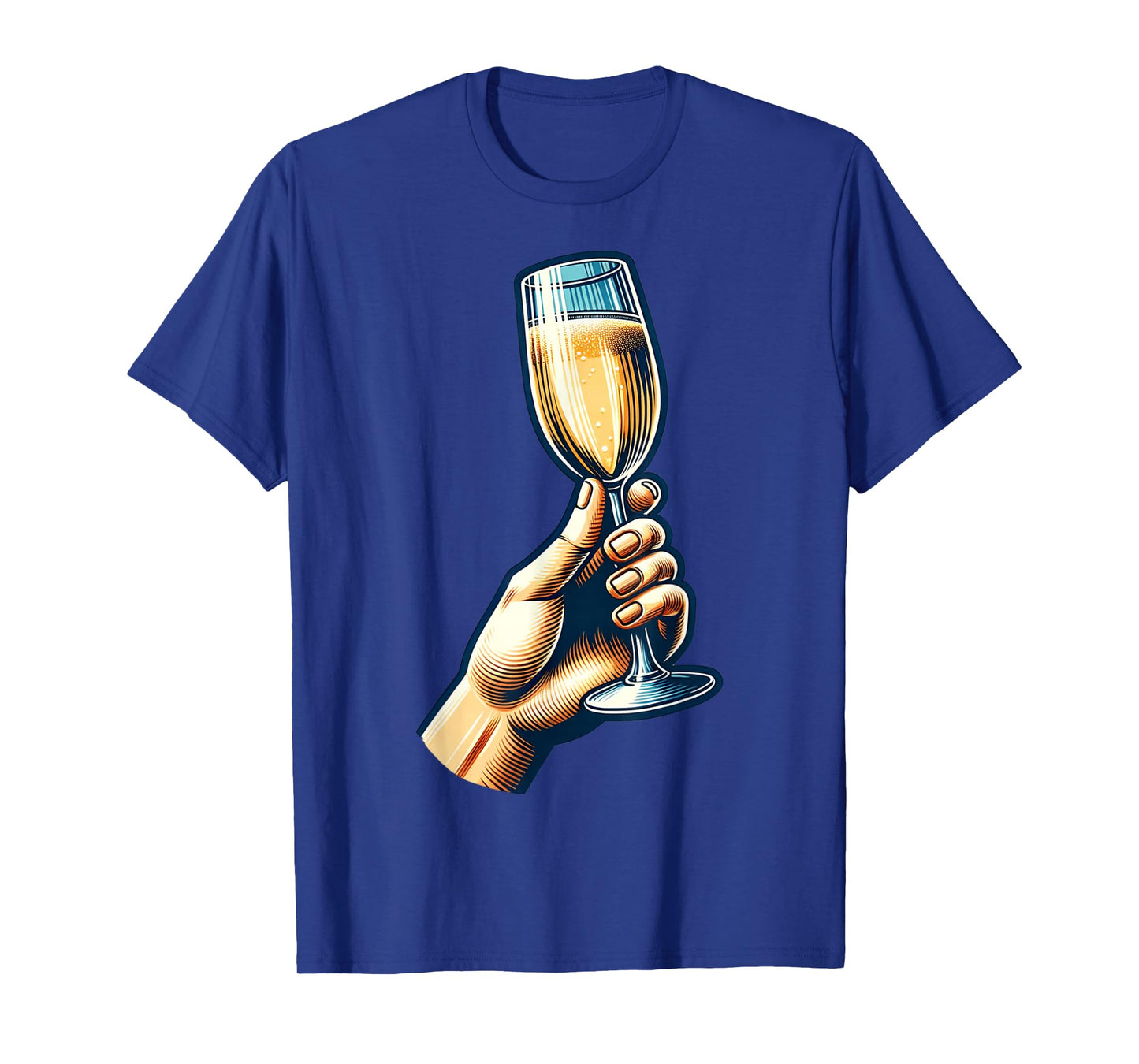 Hand Holding Champagne Glass Cheerful Toast Illustration T-Shirt