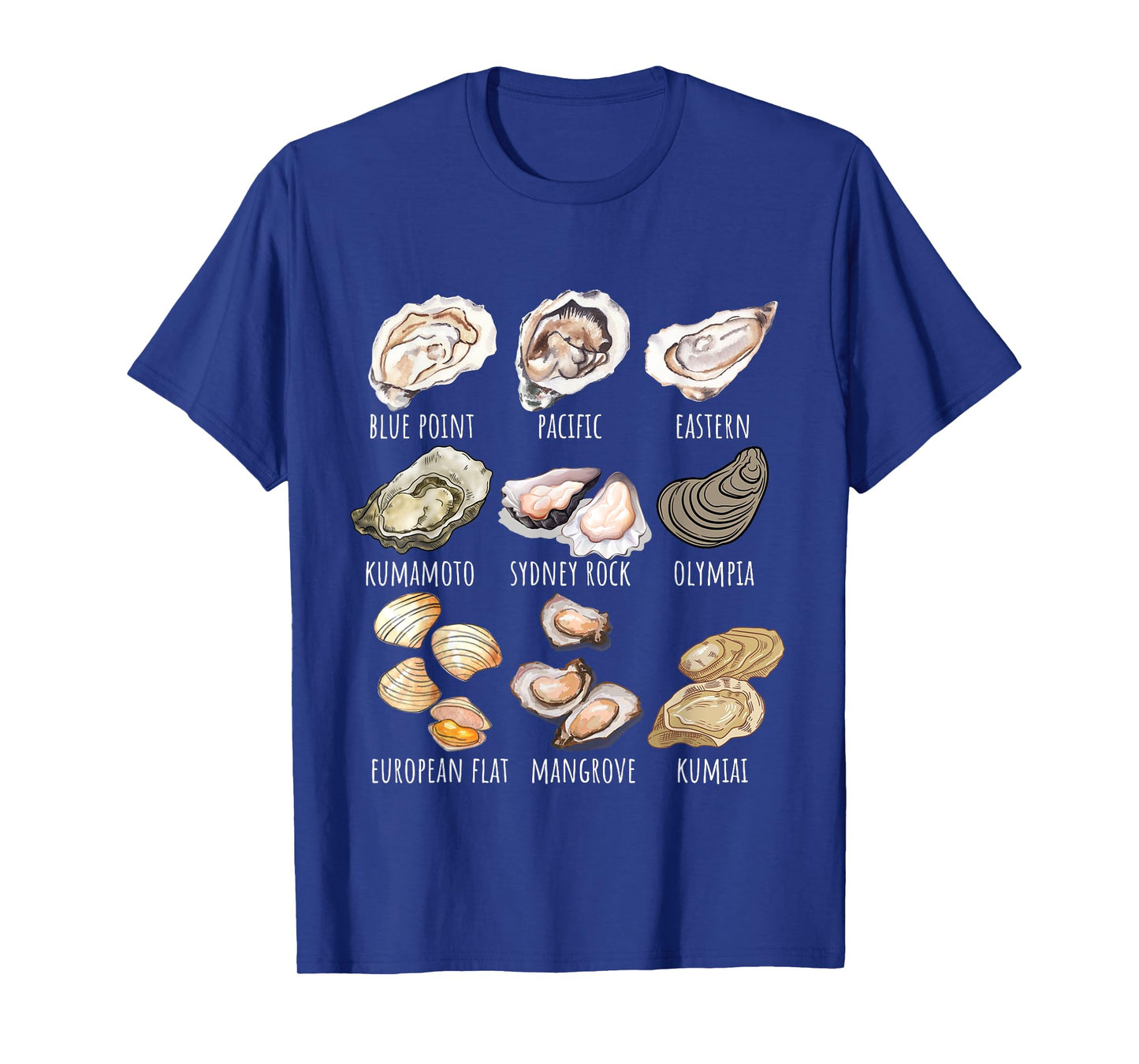 Different Type of Oysters Breed Collection,Cute Oyster Lover T-Shirt