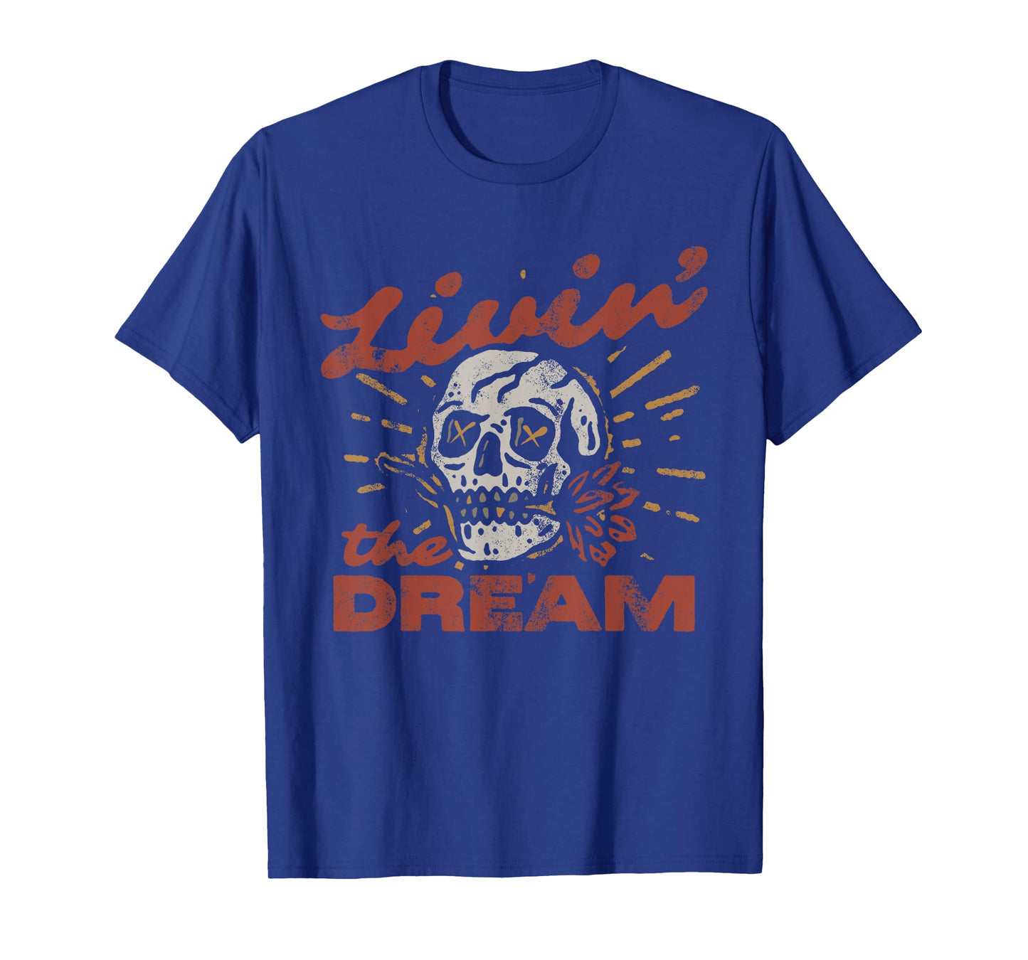 Funny Livin' The Dream Vintage Skull Retro for Men Women T-Shirt