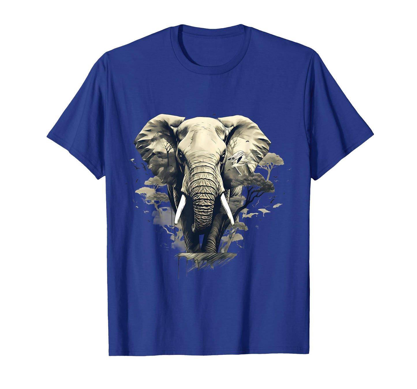 Elephant Drawing Nature Wildlife Animal Print Motif Artwork T-Shirt