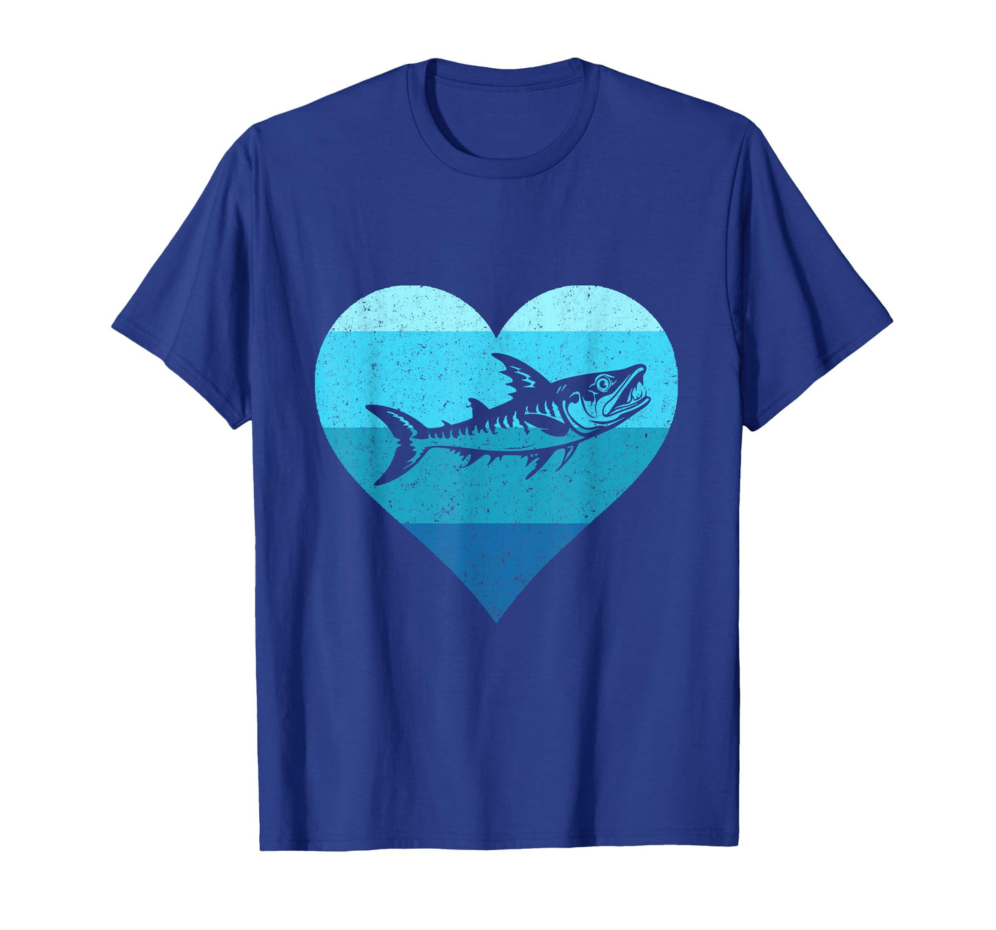 Retro Saltwater Fish Lover Heart Barracuda Fishing Barracuda T-Shirt