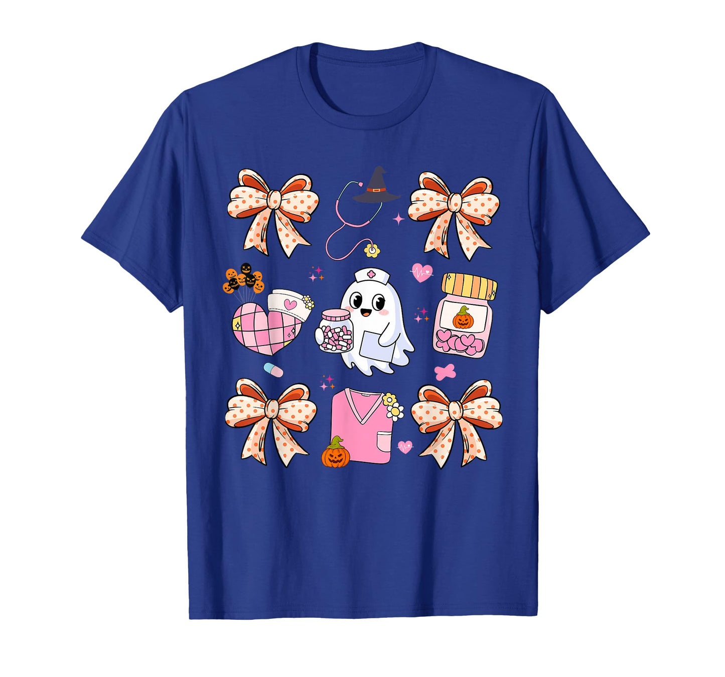 Nurse Ghost Bow Coquette Halloween Nurse Life Medical Crew T-Shirt