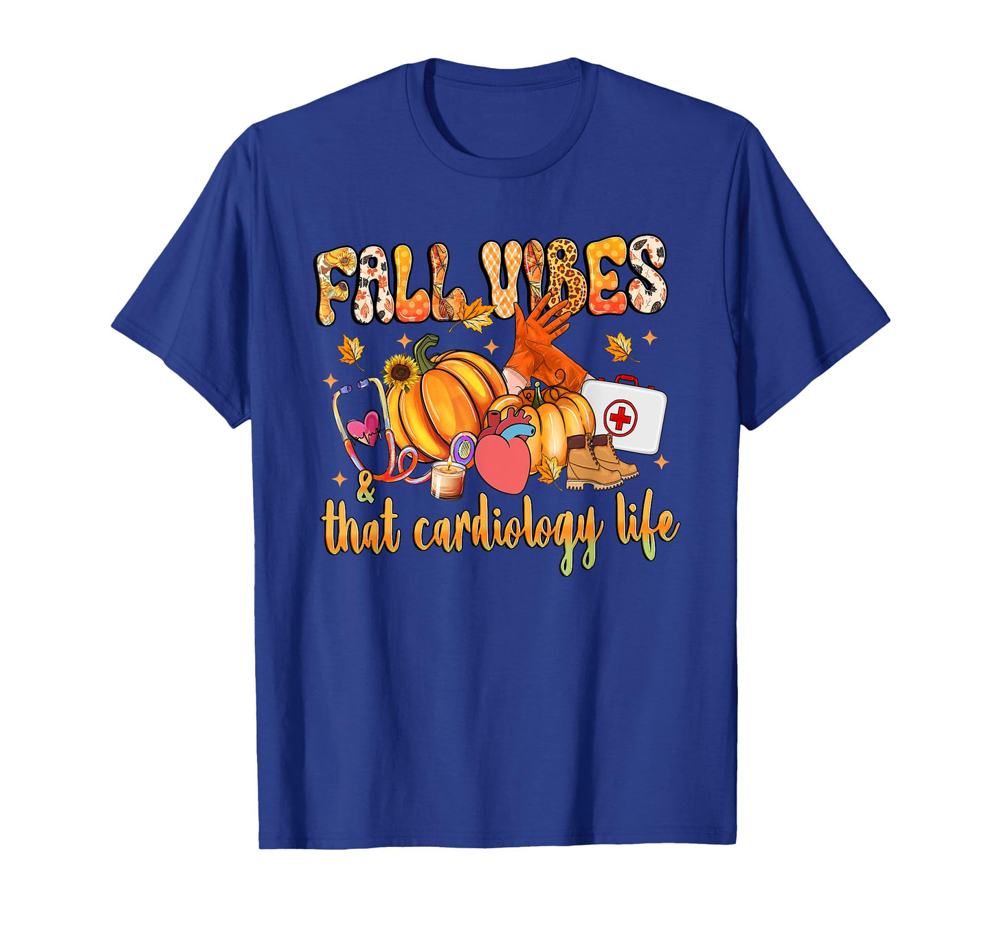 Fall Vibes & That Cardiology Life Pumpkin Leopard Gifts T-Shirt