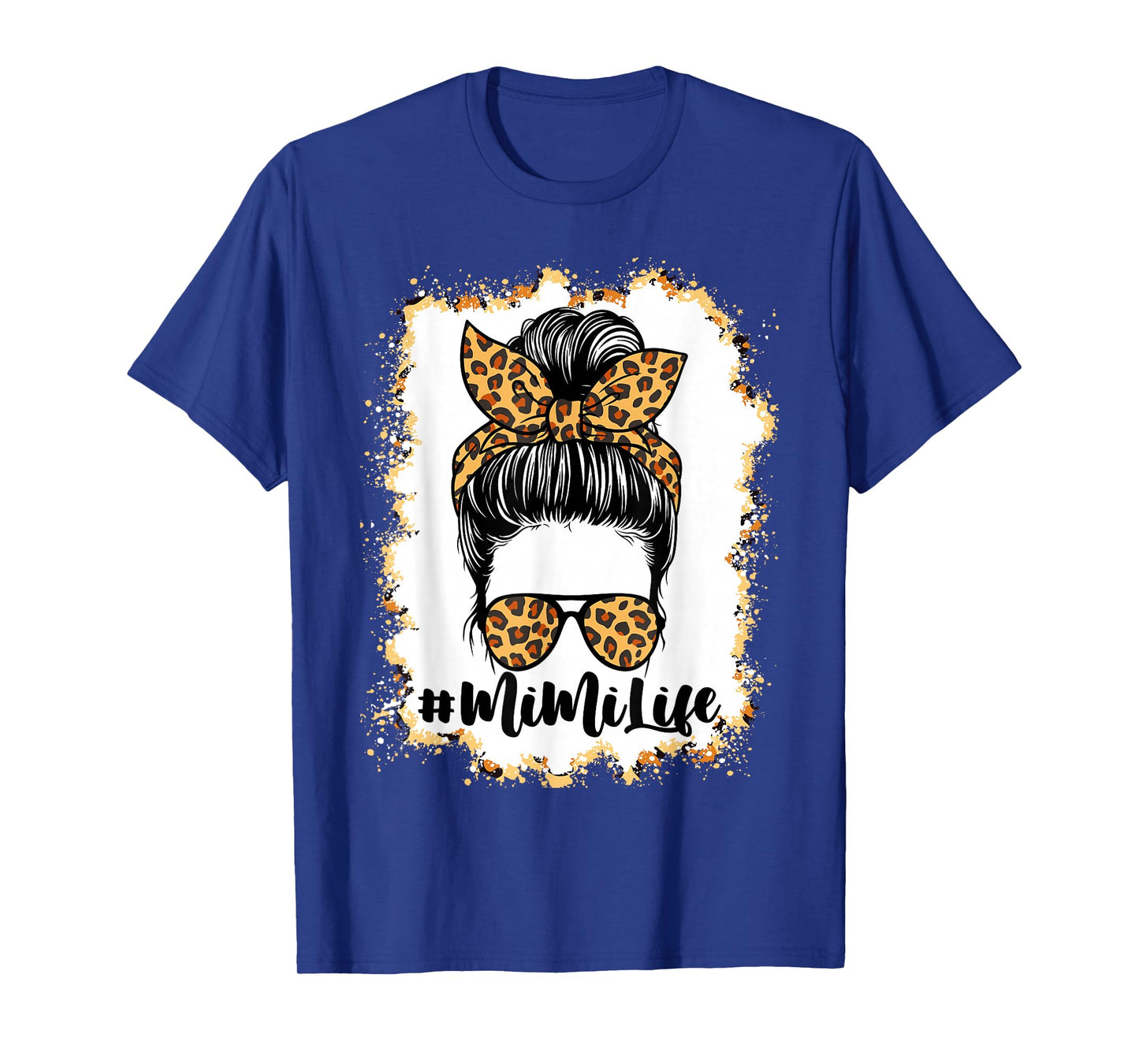 Mimi Life Hair Bandana Glasses Leopard Print Mother's Day T-Shirt