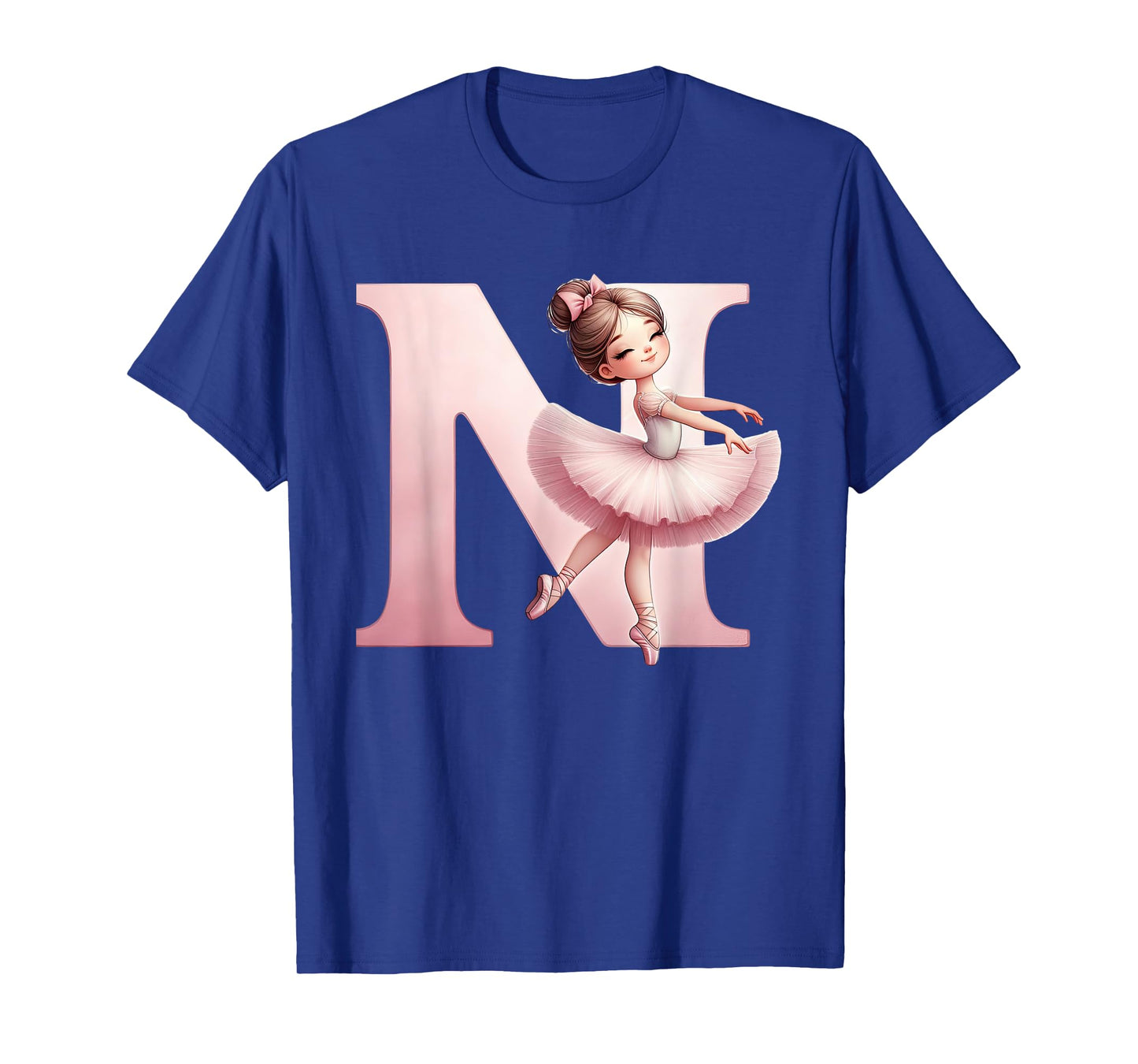 Ballerina Girl Dancing Name First Letter N Girly Tutu Ballet T-Shirt