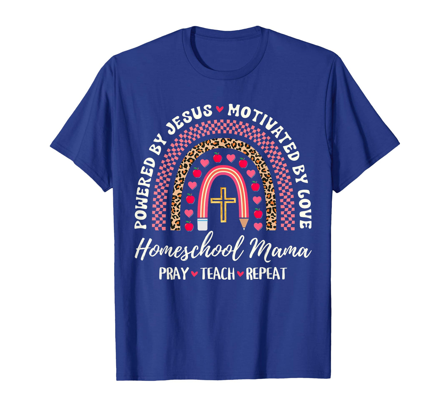 Funny Powered Jesus Pray Teach Christian Mom Homeschool Mama T-Shirt