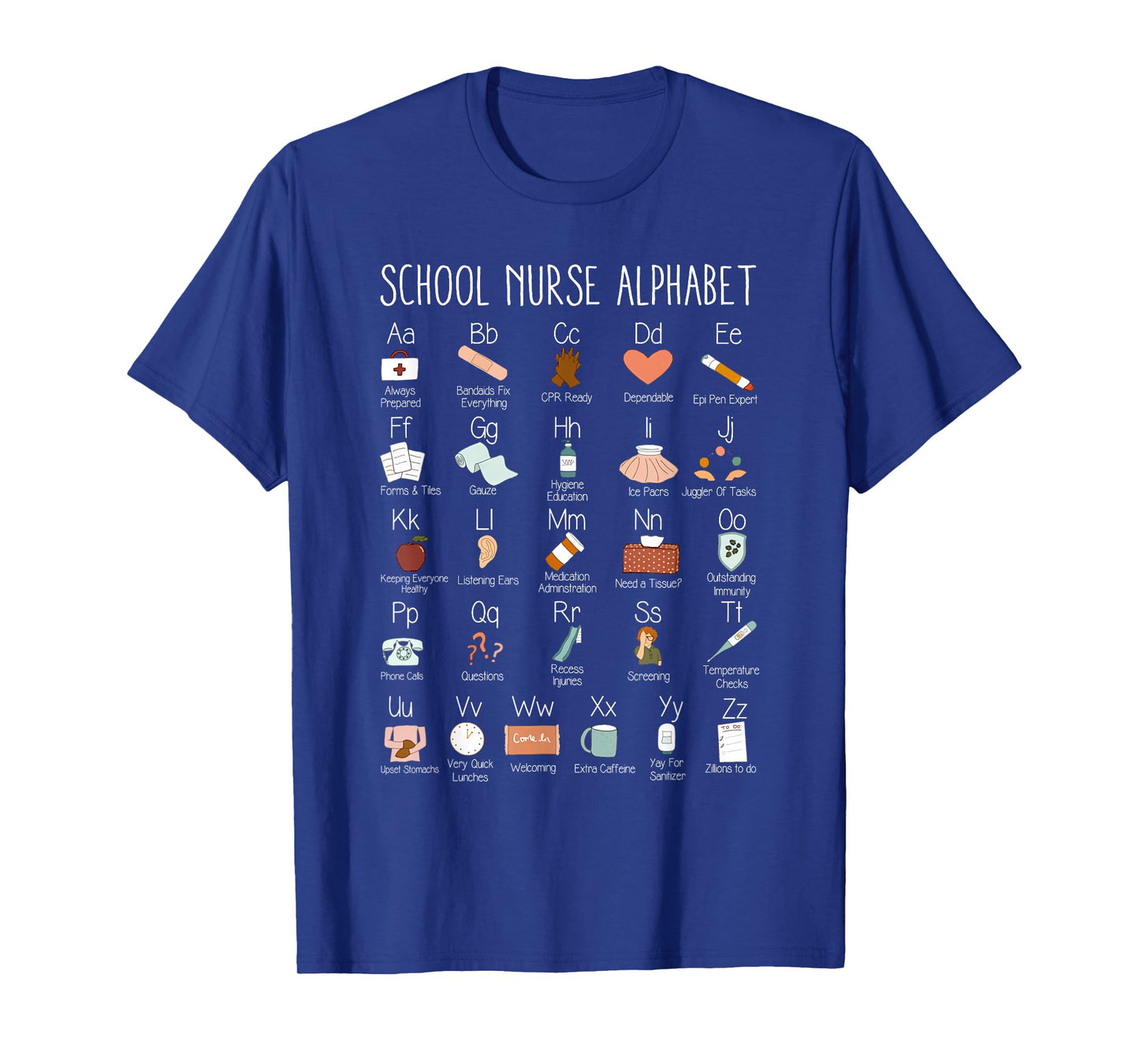 ABC School Nurse Alphabet Nurse Appreciation Nurse Educator T-Shirt