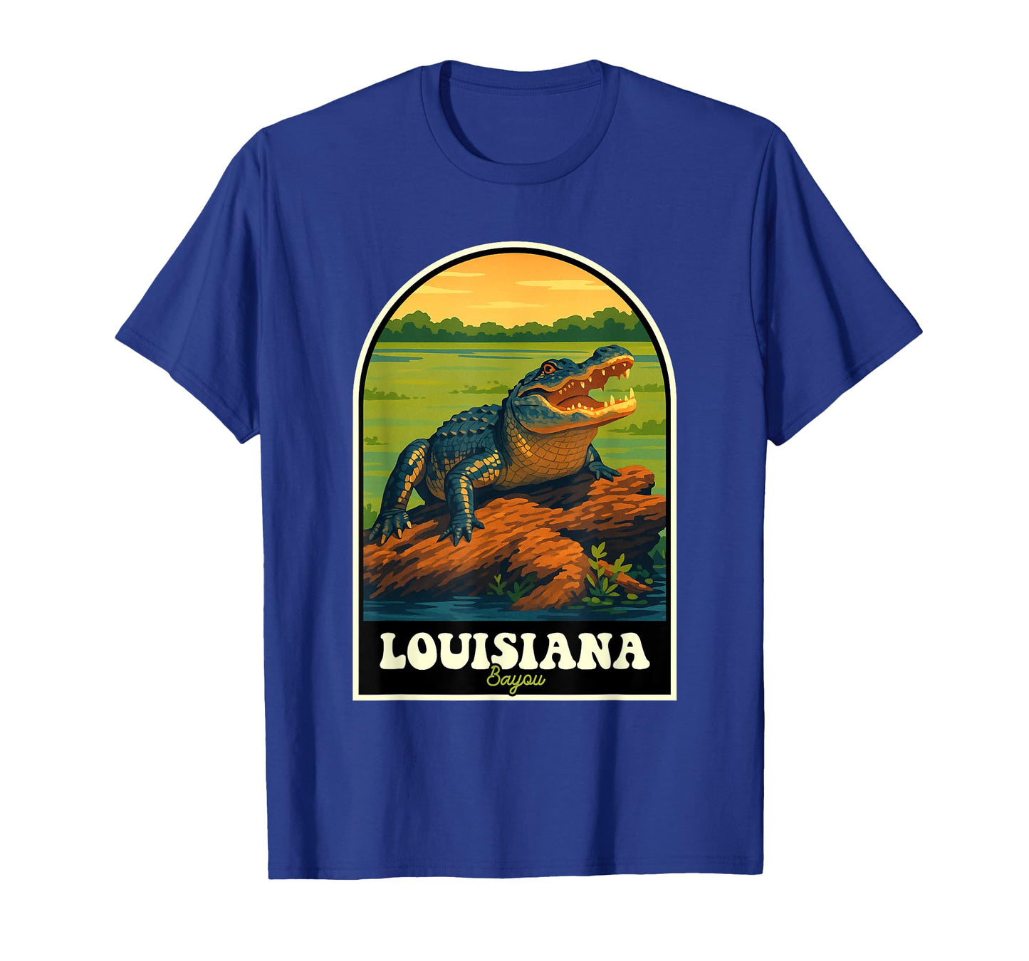 Louisiana Bayou Alligator Retro Wildlife Travel Art T-Shirt