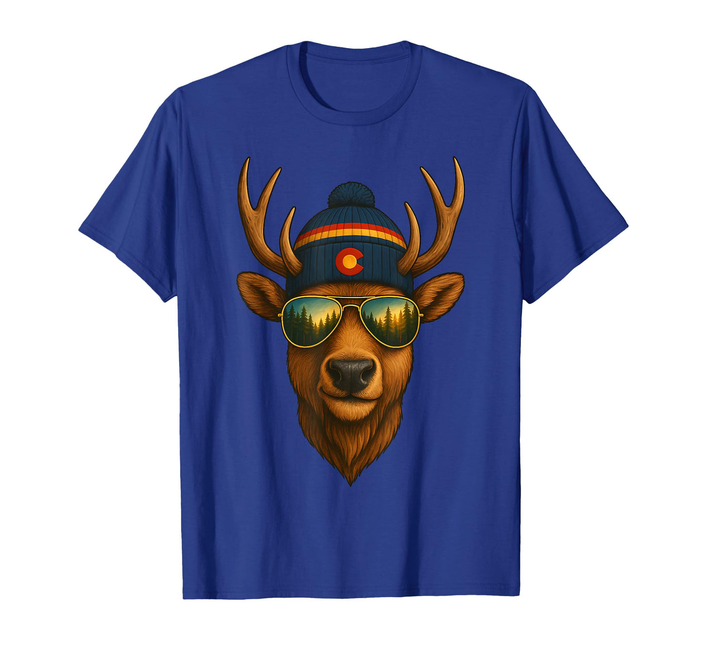 Colorado Elk Beanie Design Cool Mountain Wildlife Graphic T-Shirt