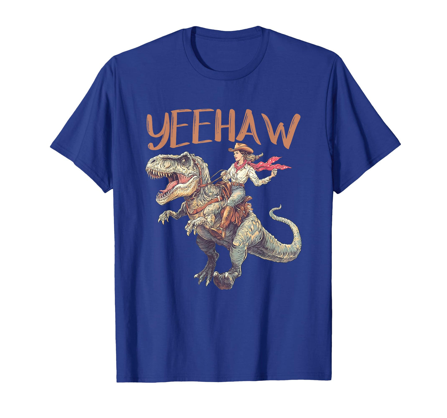 Funny Cowgirl Riding T-Rex Western Dinosaur Rodeo Yeehaw T-Shirt
