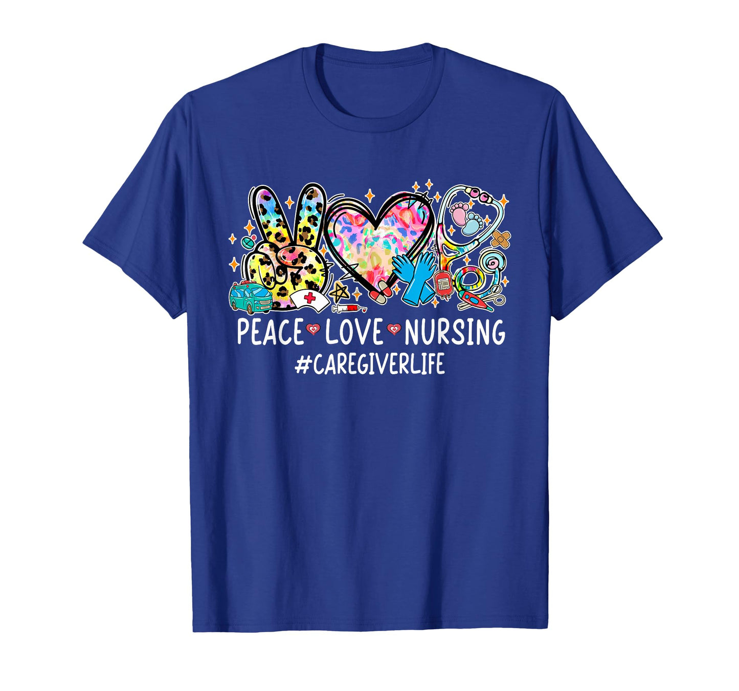 Peace Love Nursing Stethoscope Caregiver Life Gifts T-Shirt