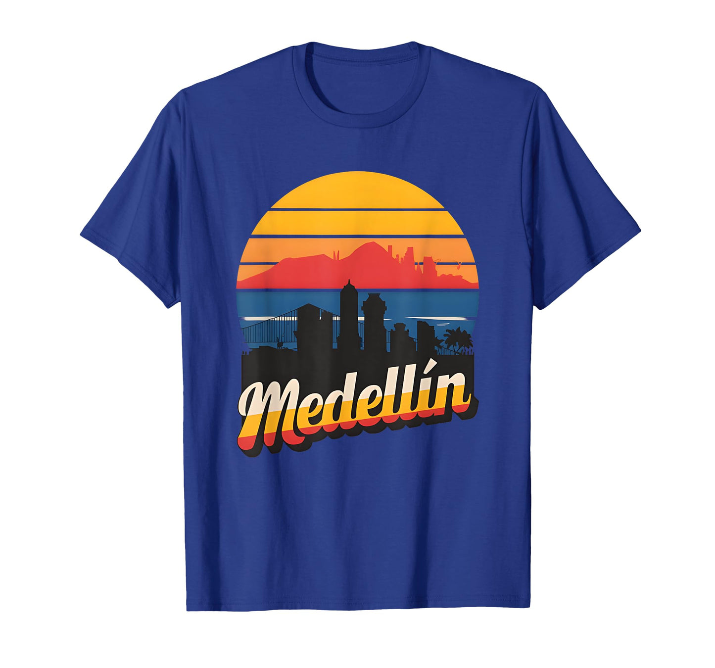 Medellin Colombia Retro Vintage Sunset Skyline Medellin T-Shirt