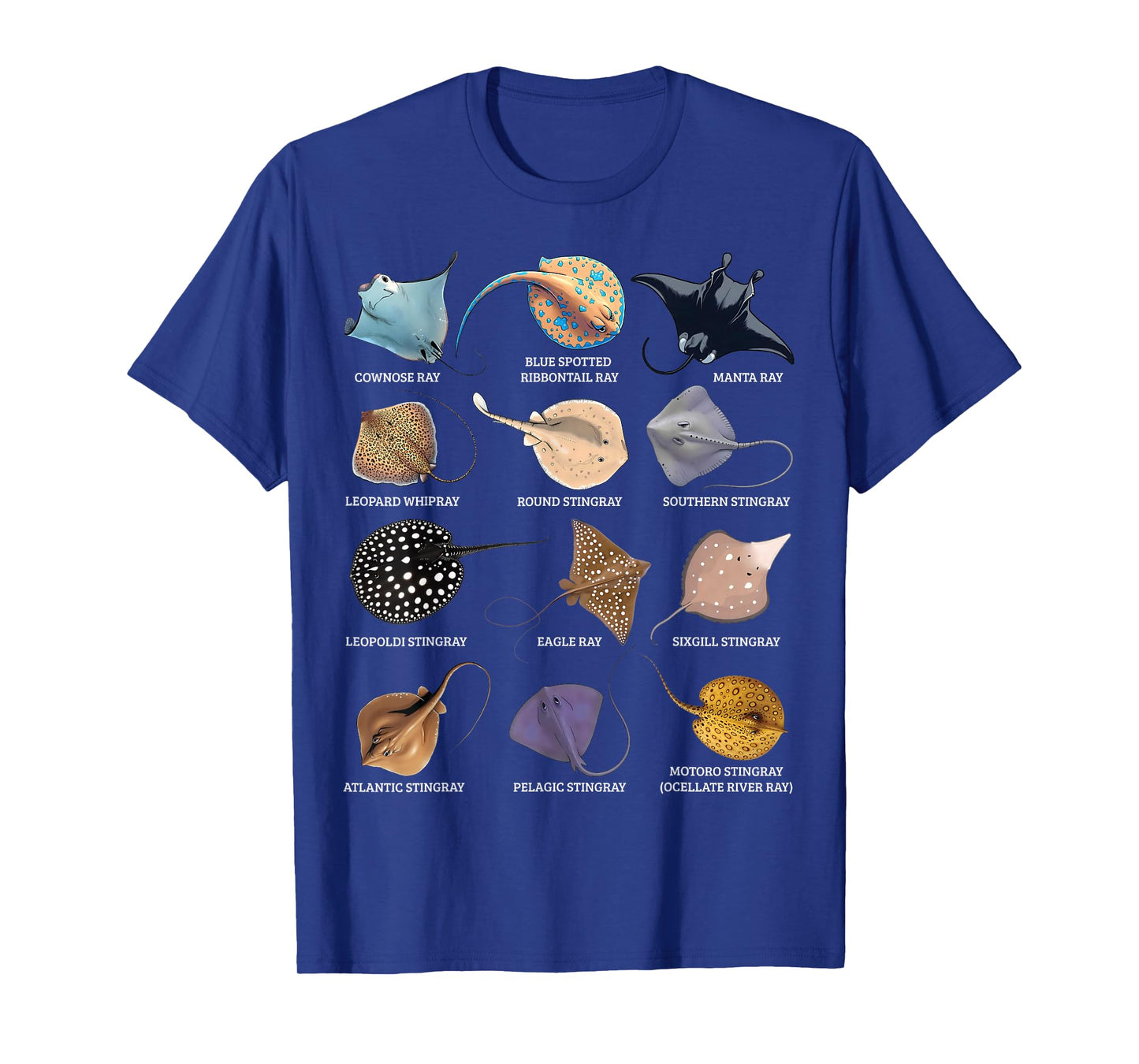 Types of Stingray Ocean Life Stingray Species Educational T-Shirt