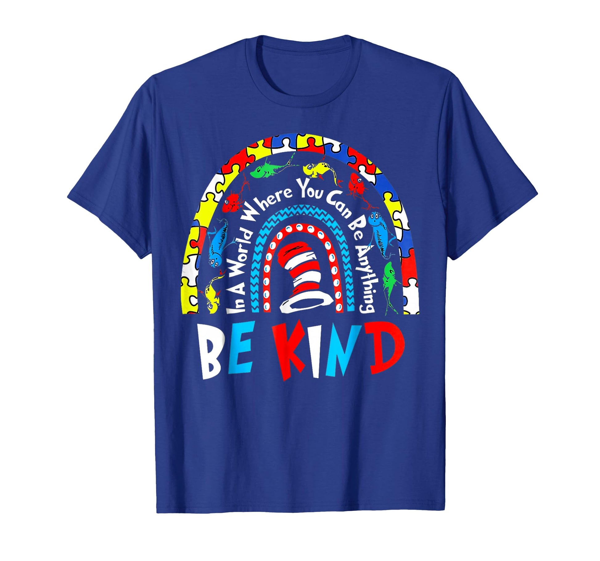 Autism Awareness for Teacher Why Fit in Doctor Cat Hat Cool T-Shirt - T-Shirt | Royal