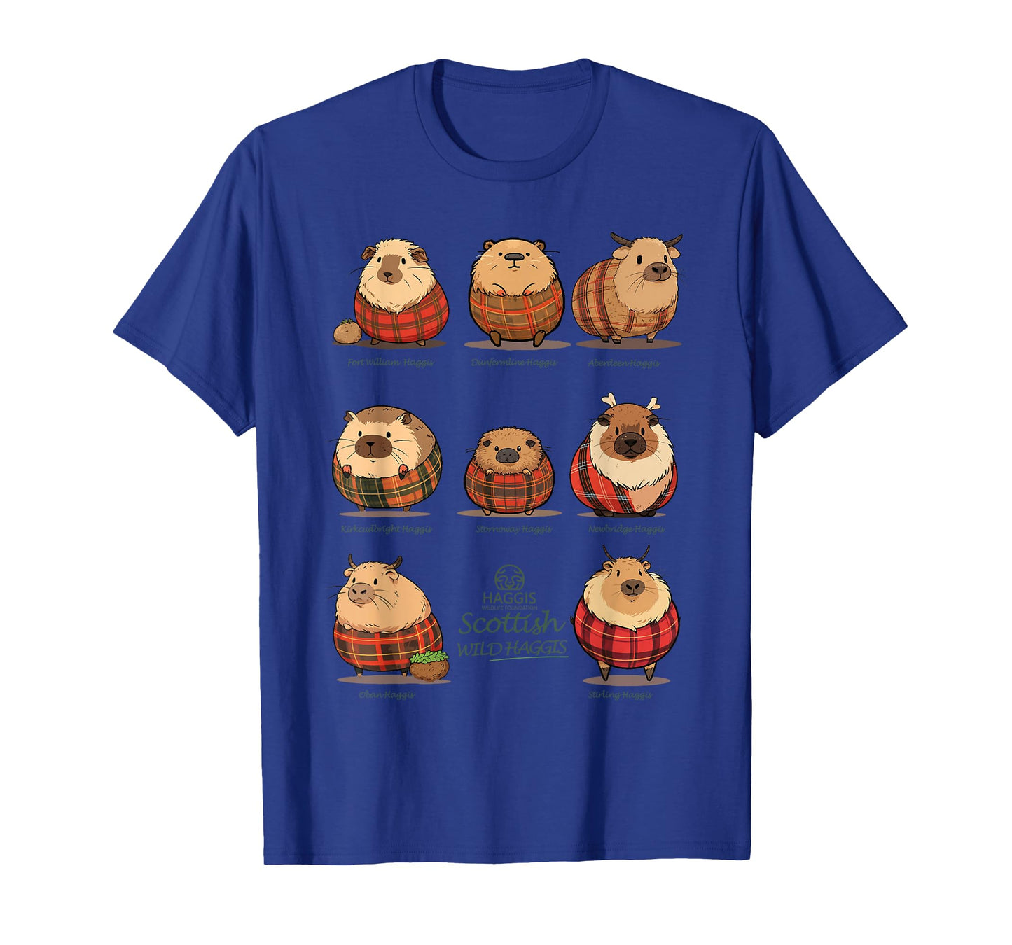 Haggis Wildlife Foundation Unisex-Adults Haggis Scottish Wild Haggis T-Shirt Black Small Classic Fit Mandarin Collar Crew Neck Short Sleeve