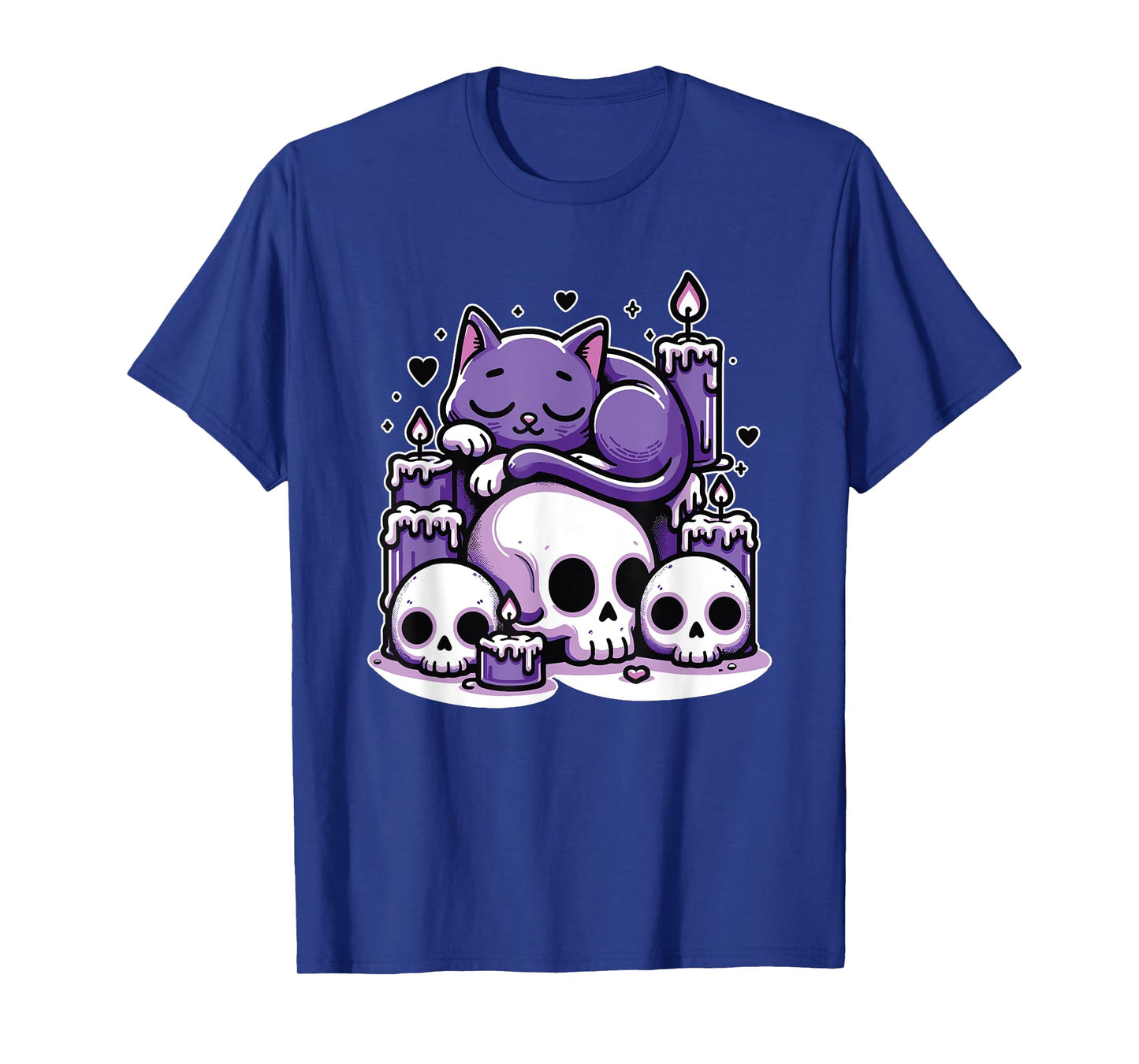 Kawaii Pastel Goth Cute Creepy Cat Candles Skeleton Men Women Girls Kids T-Shirt