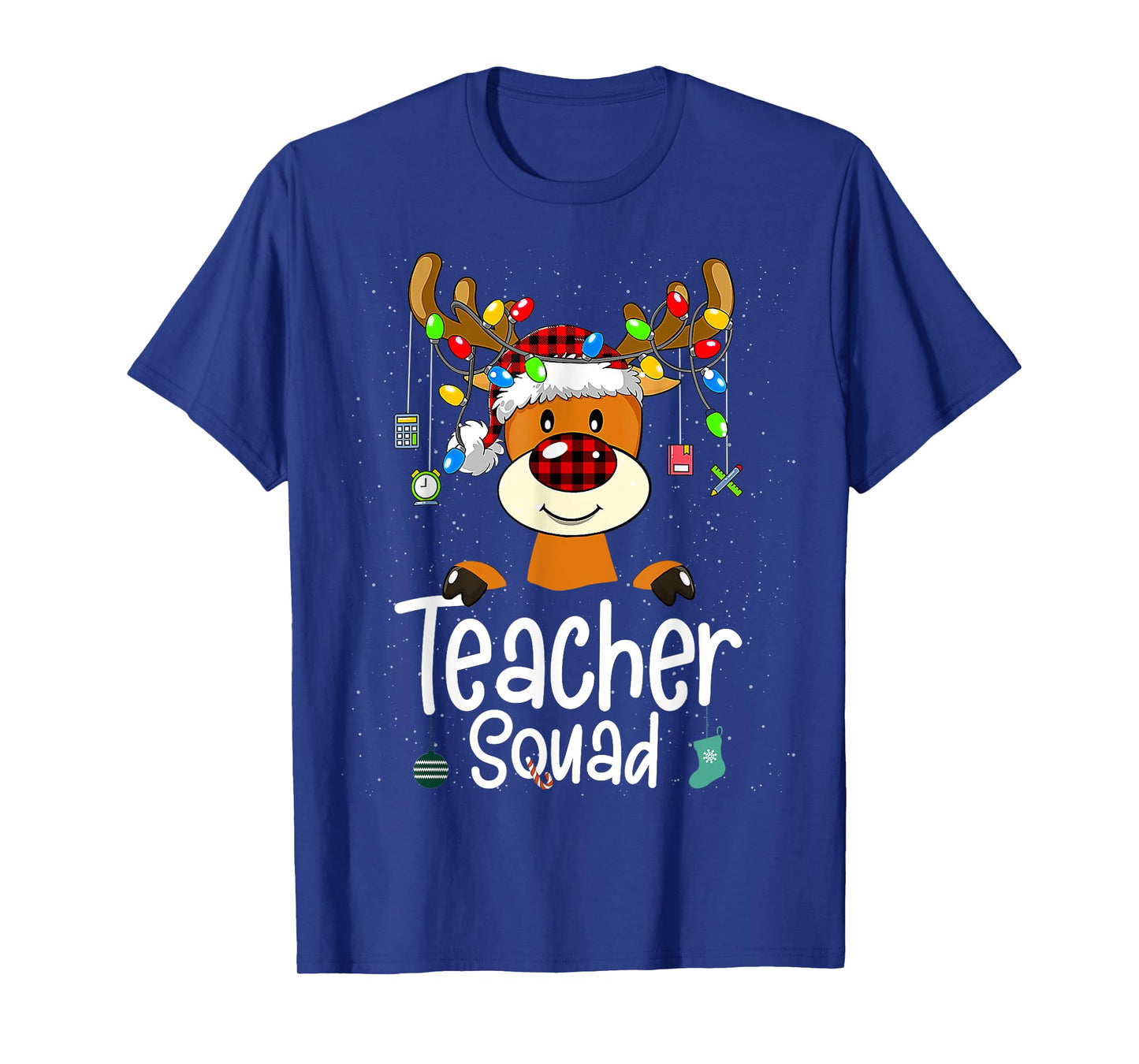 Teacher Squad Red Black Plaid Rudolph Reindeer Christmas T-Shirt