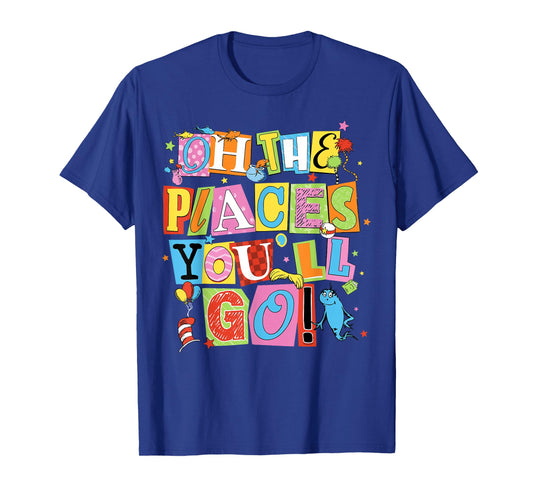 Reading Day Oh Places You Go Doctor Teacher Cat Hat Autism T-Shirt - T-Shirt | Royal
