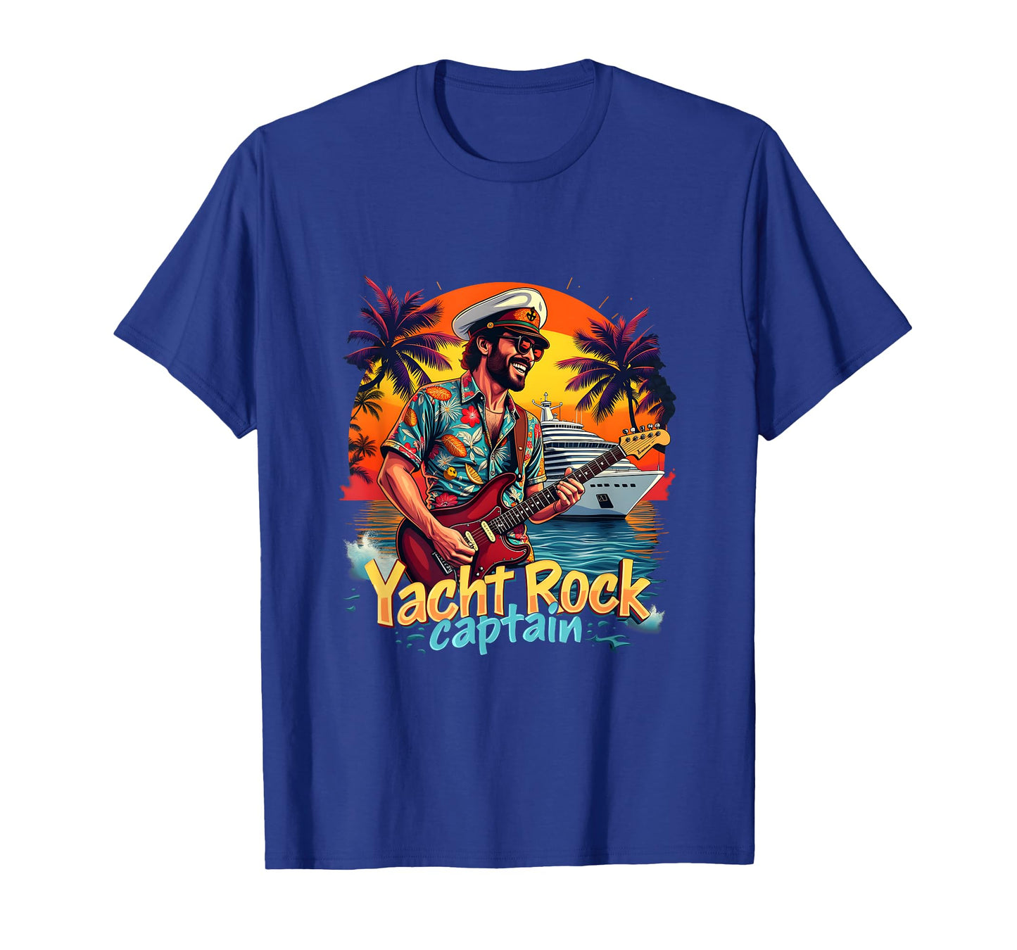Retro Yacht Rock Captain Retro Tropical Cruise Squad Graphic T-Shirt