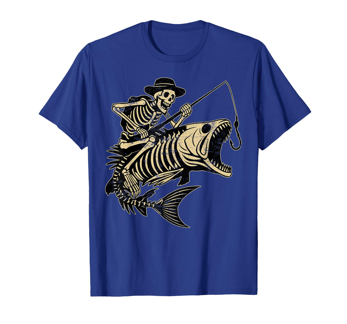 Fisherman Halloween Bass Fish Skull Skeleton Fishing Men Dad T-Shirt