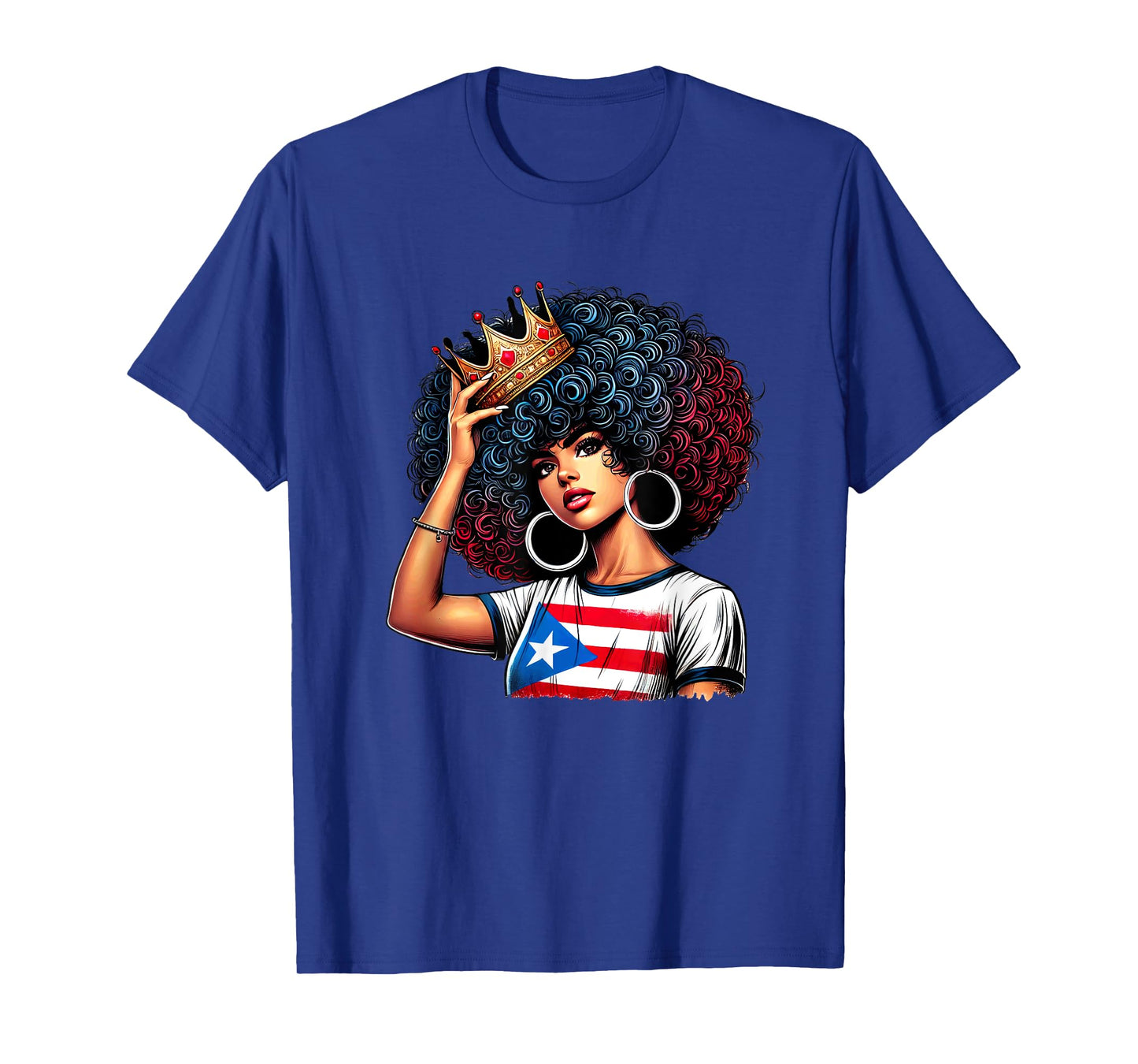 Afro Boricua Queen Princess Crown Puerto Rico Flag Latina T-Shirt
