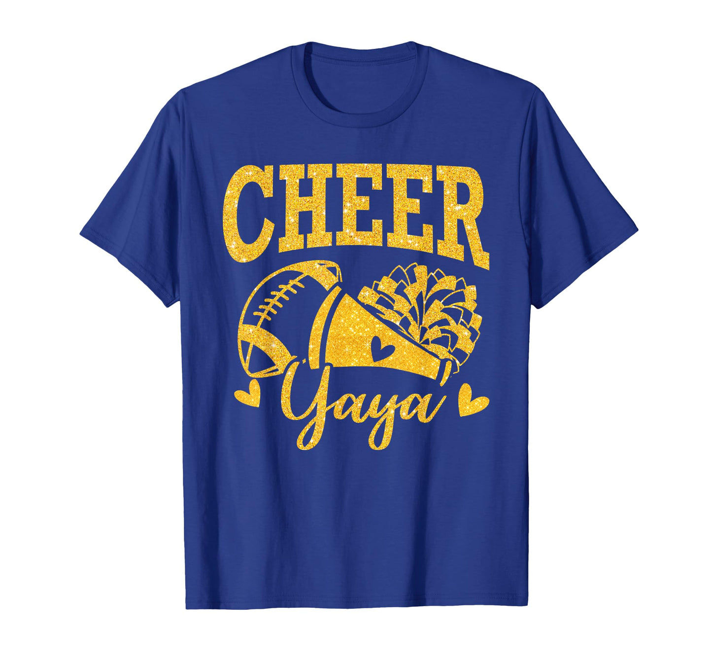 Cheer Yaya Biggest Fan Black Gold Pom Pom Mothers Day T-Shirt