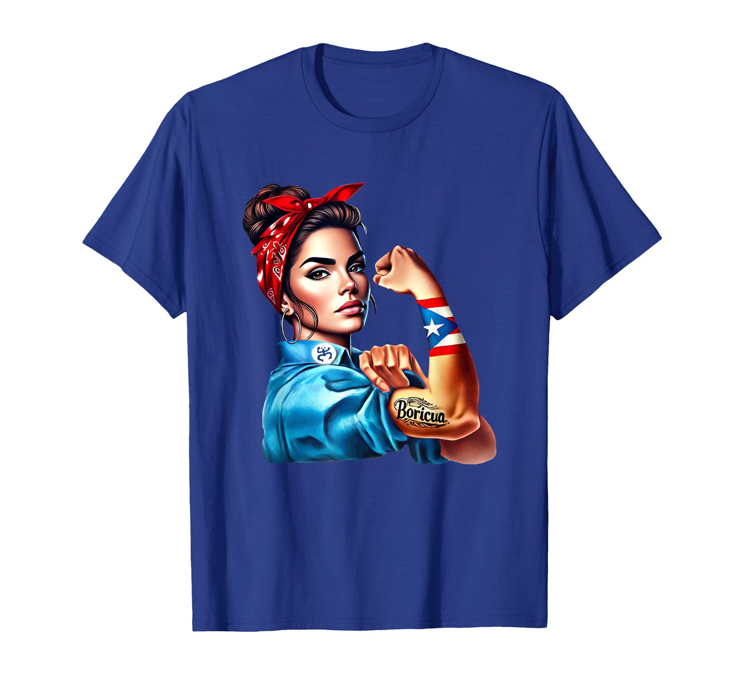 Boricua Tattoo Rosie Riveter Puerto Rico Flag Woman Coqui T-Shirt