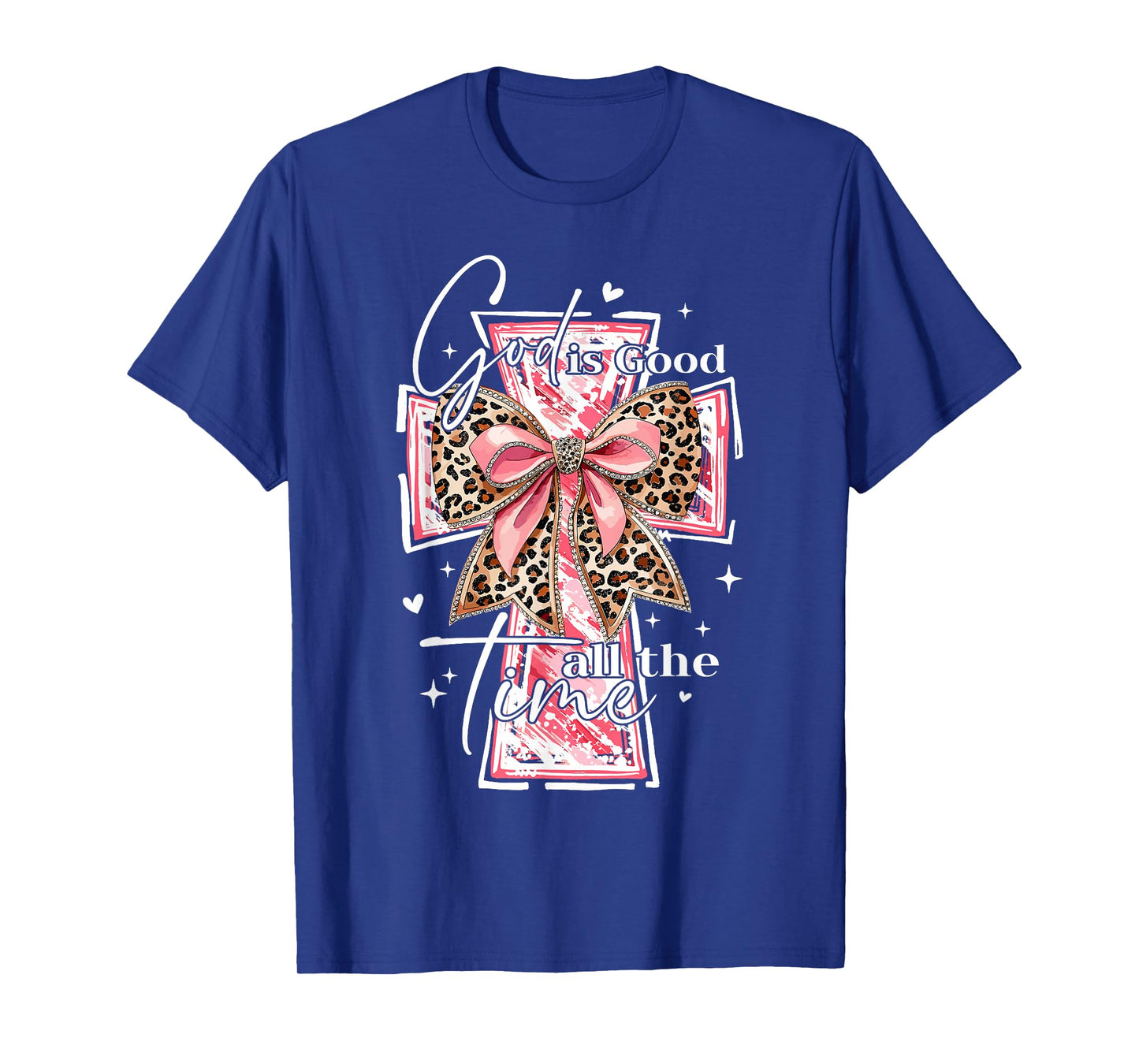 God Is Good All The Time Christian Cross Coquette Bow Groovy T-Shirt