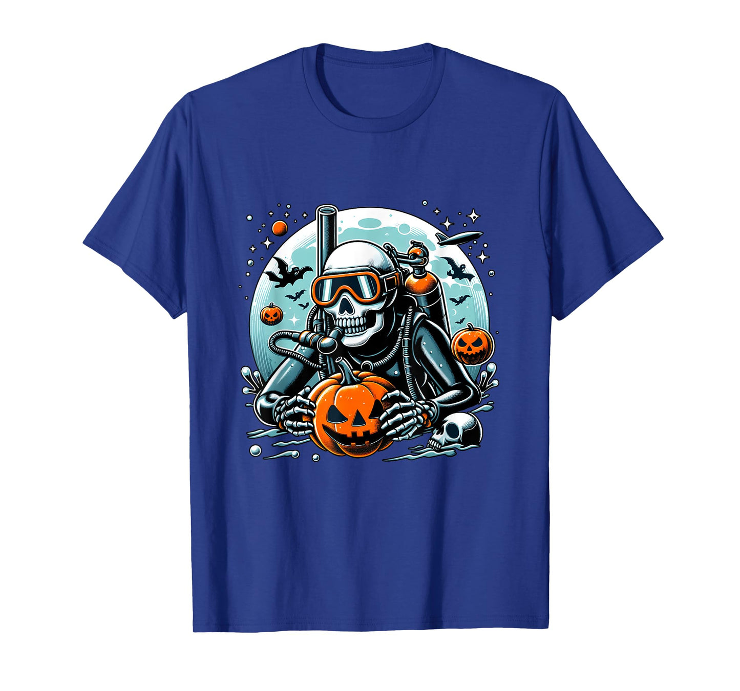 Dive Skeleton Scuba Diving Player Halloween Diver Ocean Life T-Shirt