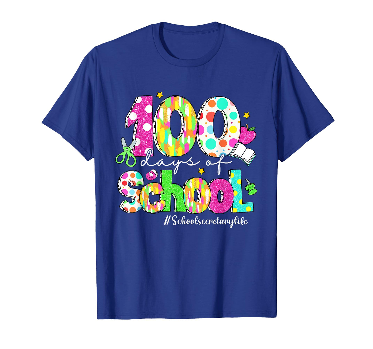 100 Days Of School Brushstroke School Secretary Life T-Shirt
