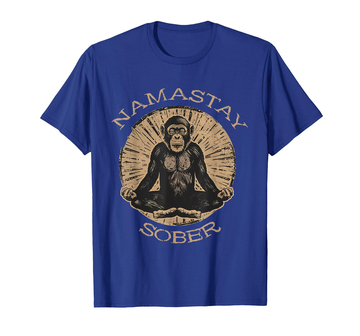Namastay Sober Monkey Sobriety Mediation Recovery Support T-Shirt